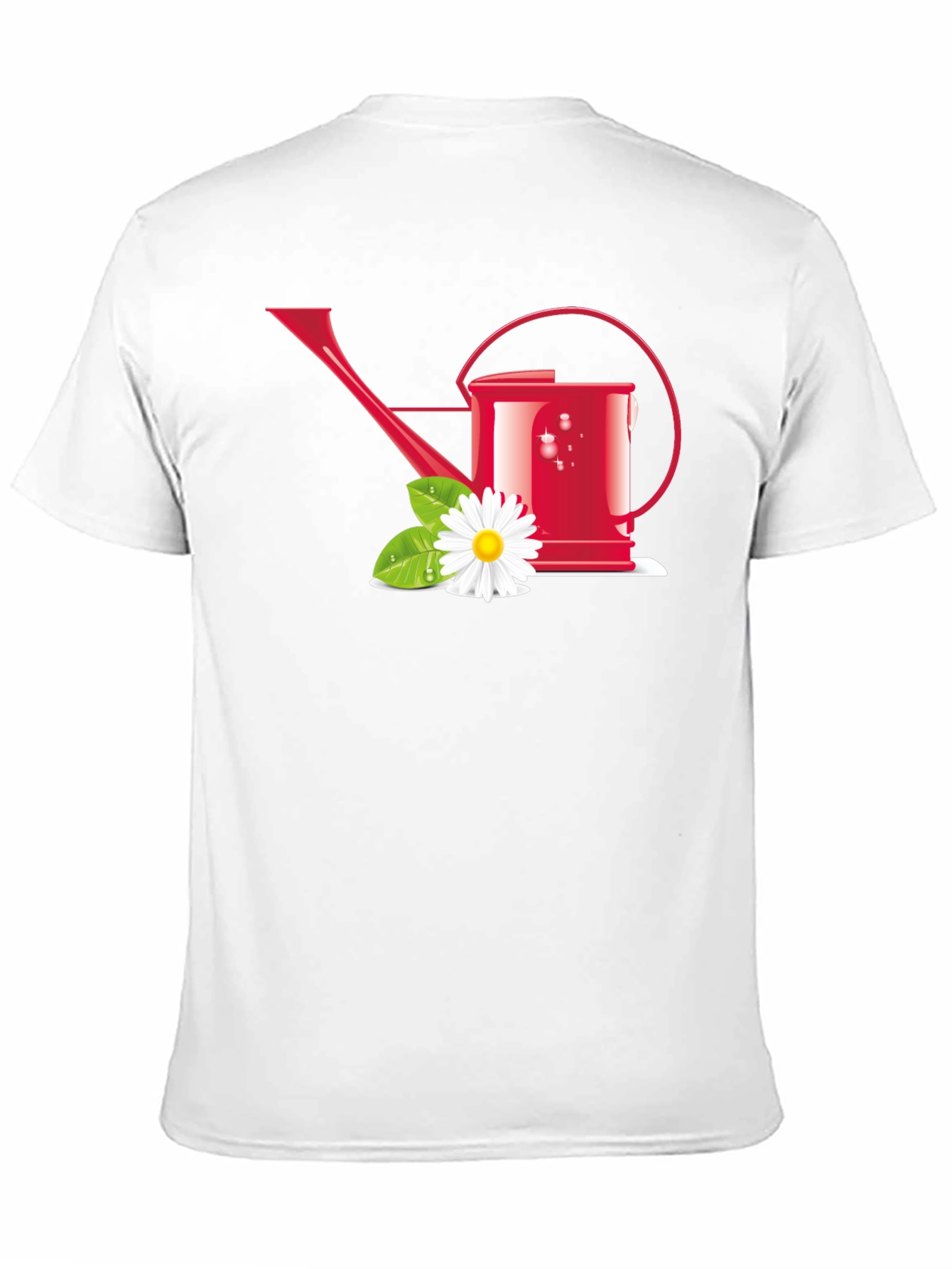 Gardening Lover T-Shirt: Red Watering Can & Daisy Design