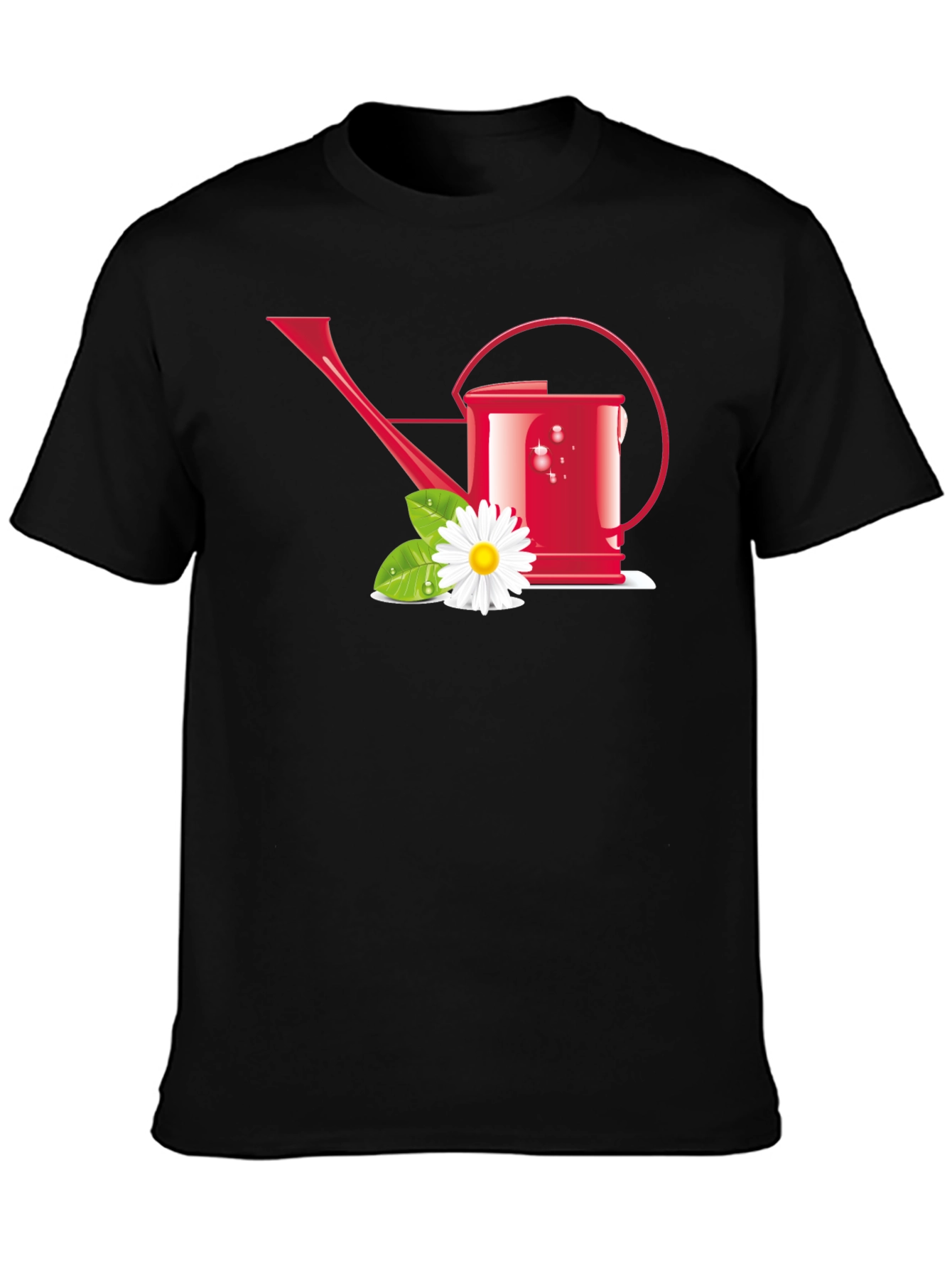 Gardening Lover T-Shirt: Red Watering Can & Daisy Design