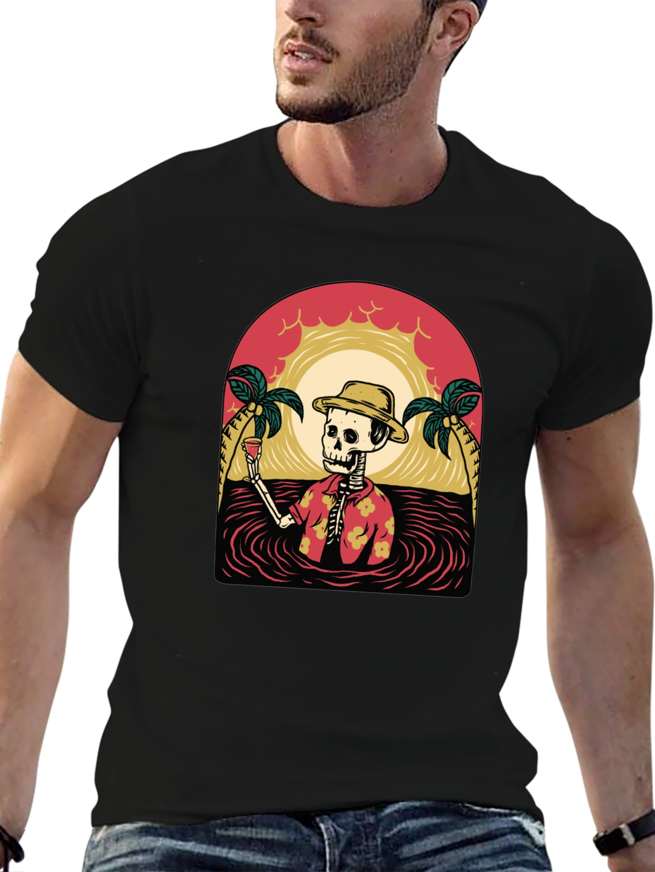 Tropical Skeleton Graphic T-Shirt