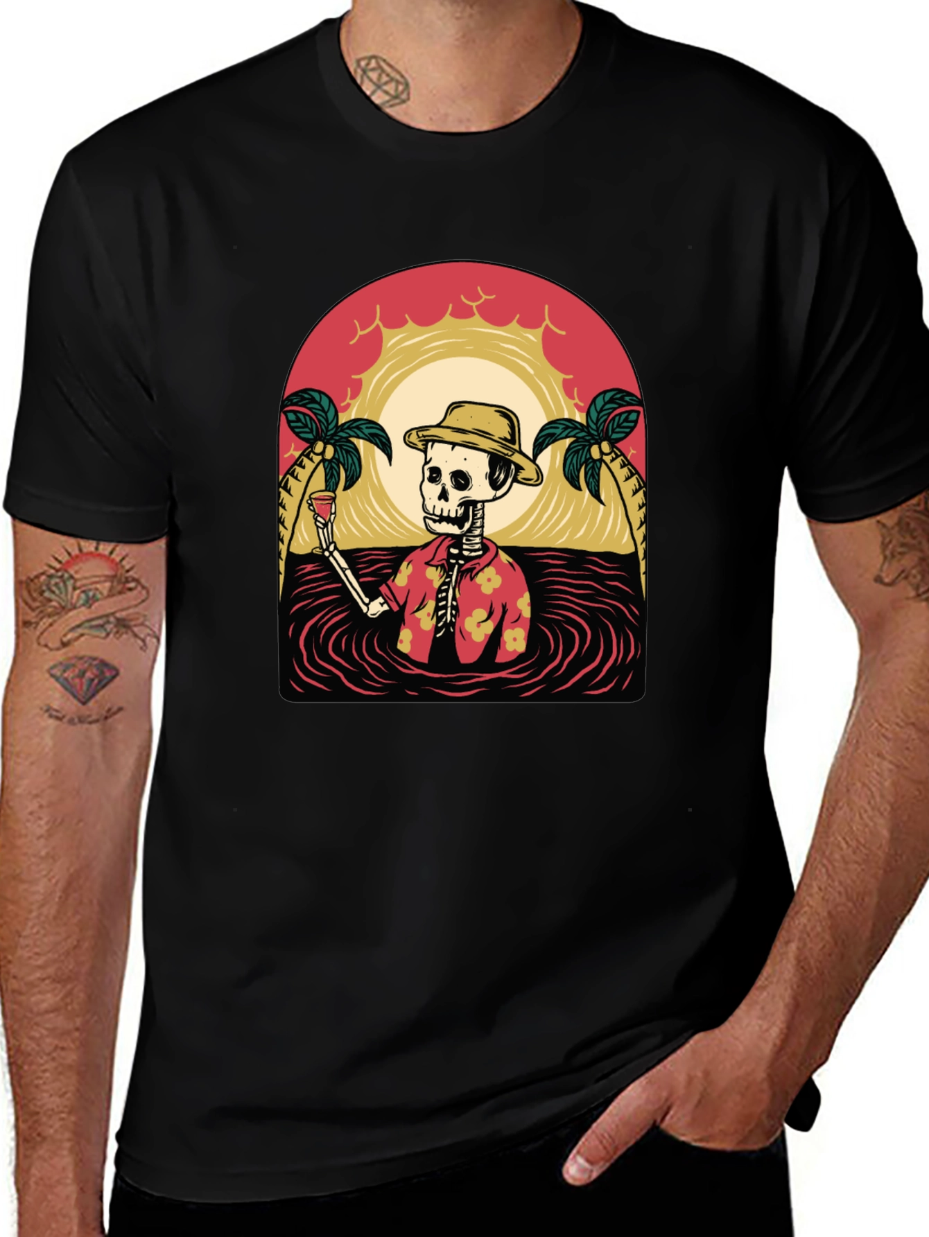 Tropical Skeleton Graphic T-Shirt