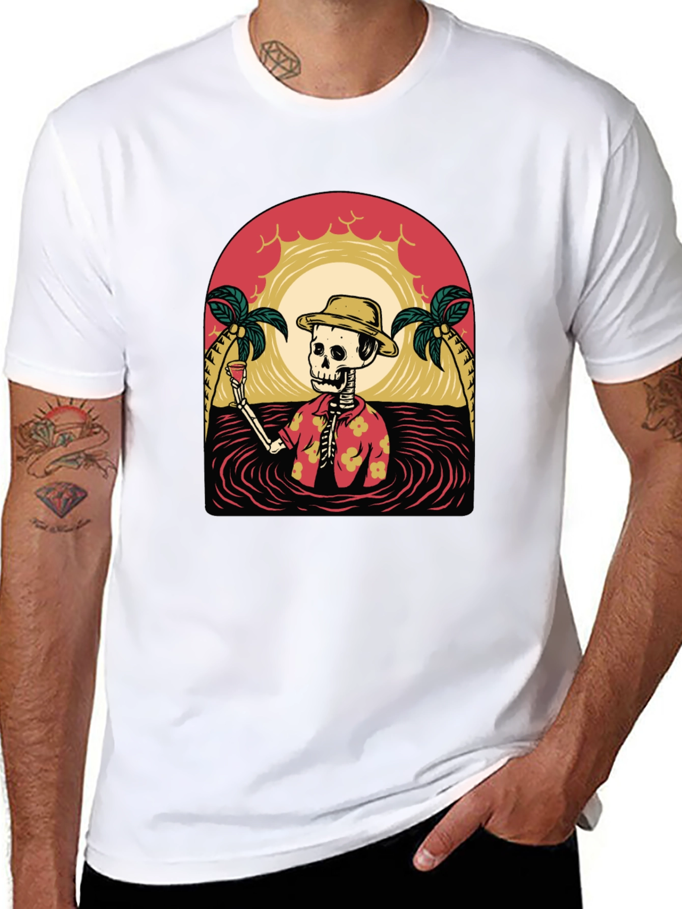 Tropical Skeleton Graphic T-Shirt