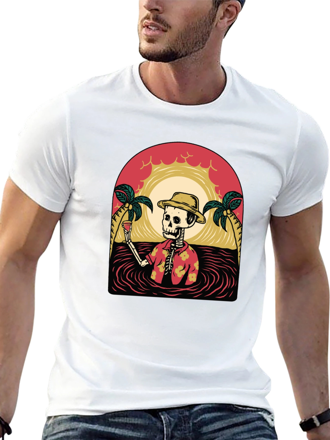 Tropical Skeleton Graphic T-Shirt