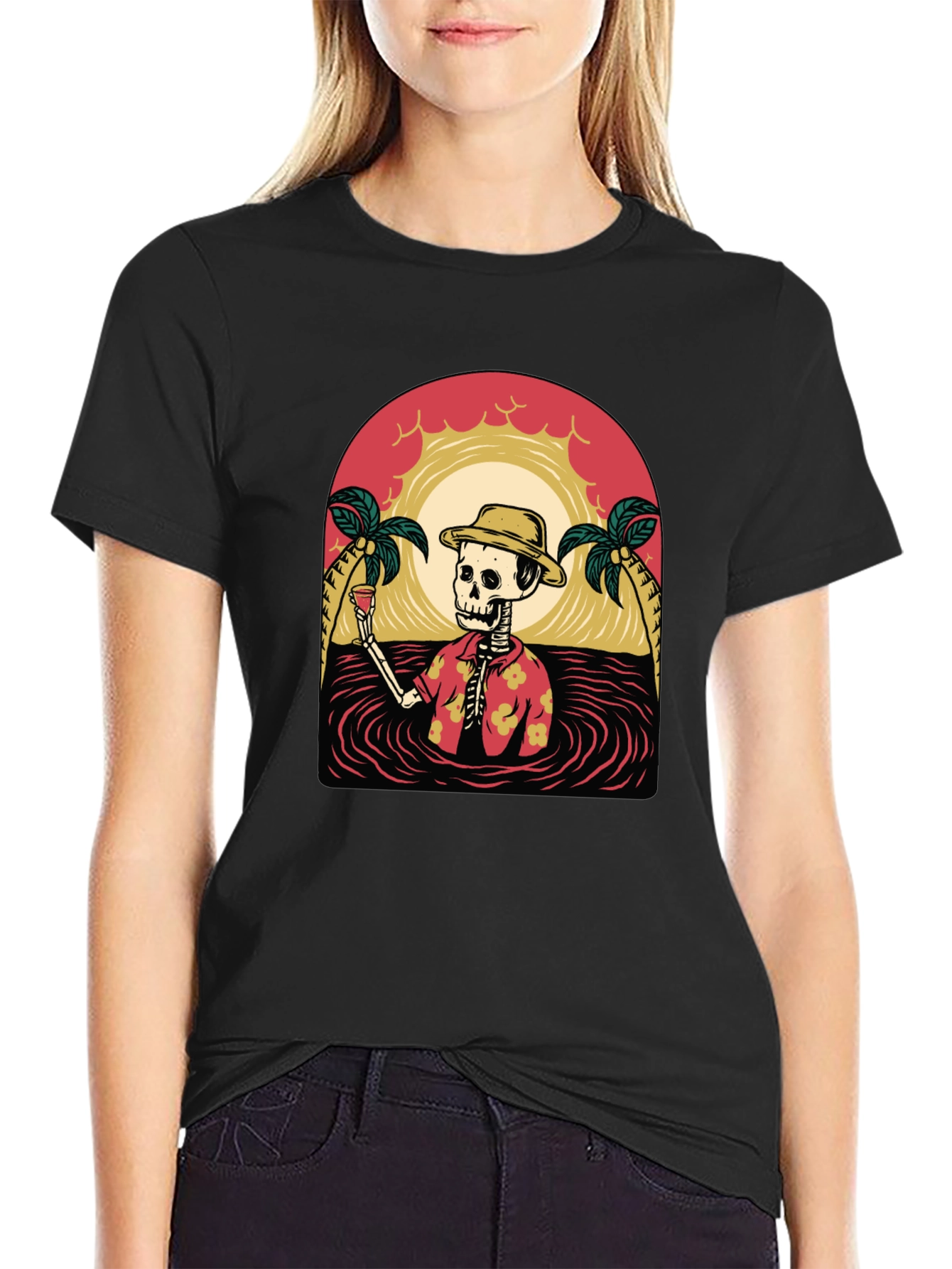 Tropical Skeleton Graphic T-Shirt