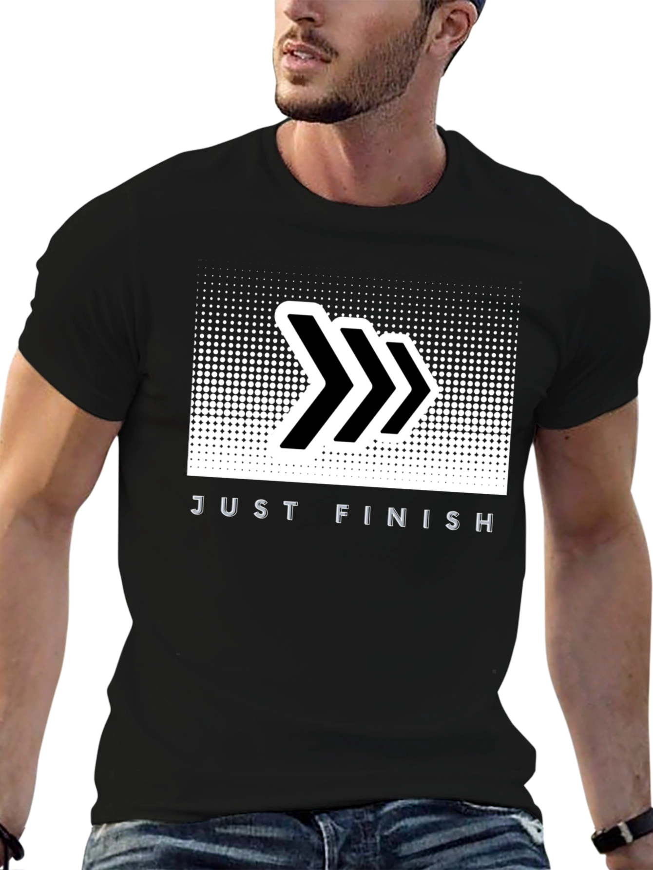 Just Finish Black Graphic Tee