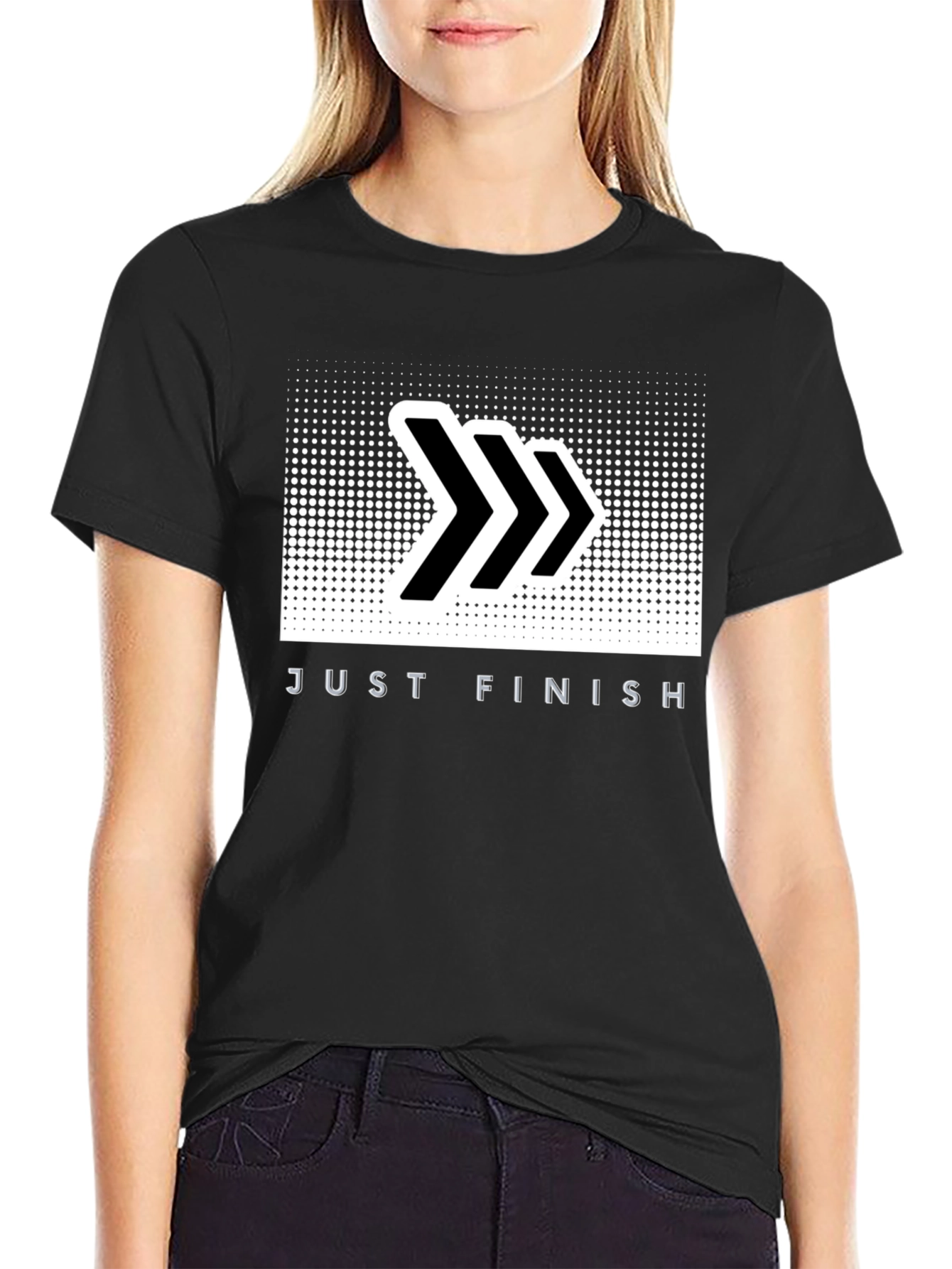Just Finish Black Graphic Tee