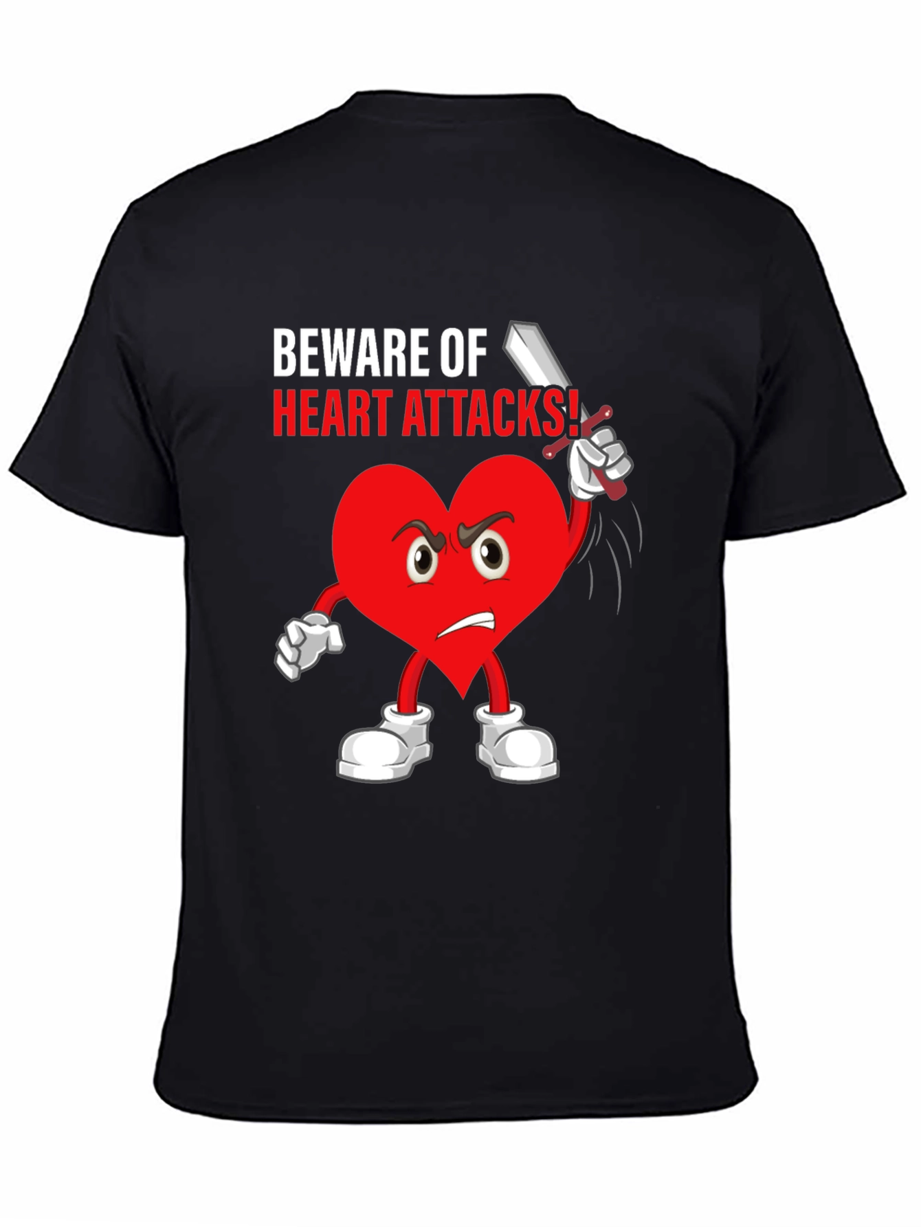 Beware Heart Attacks T-Shirt Funny Cartoon Heart