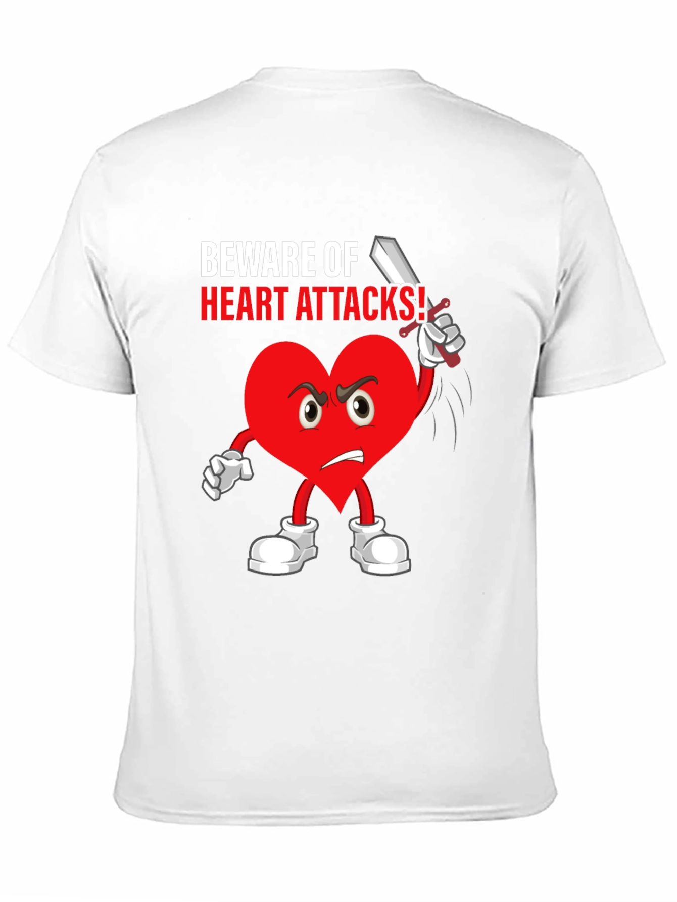 Beware Heart Attacks T-Shirt Funny Cartoon Heart