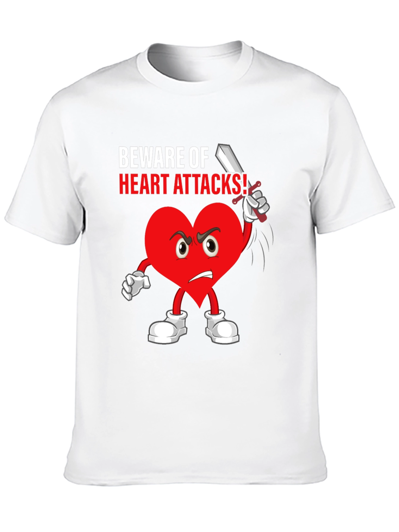 Beware Heart Attacks T-Shirt Funny Cartoon Heart