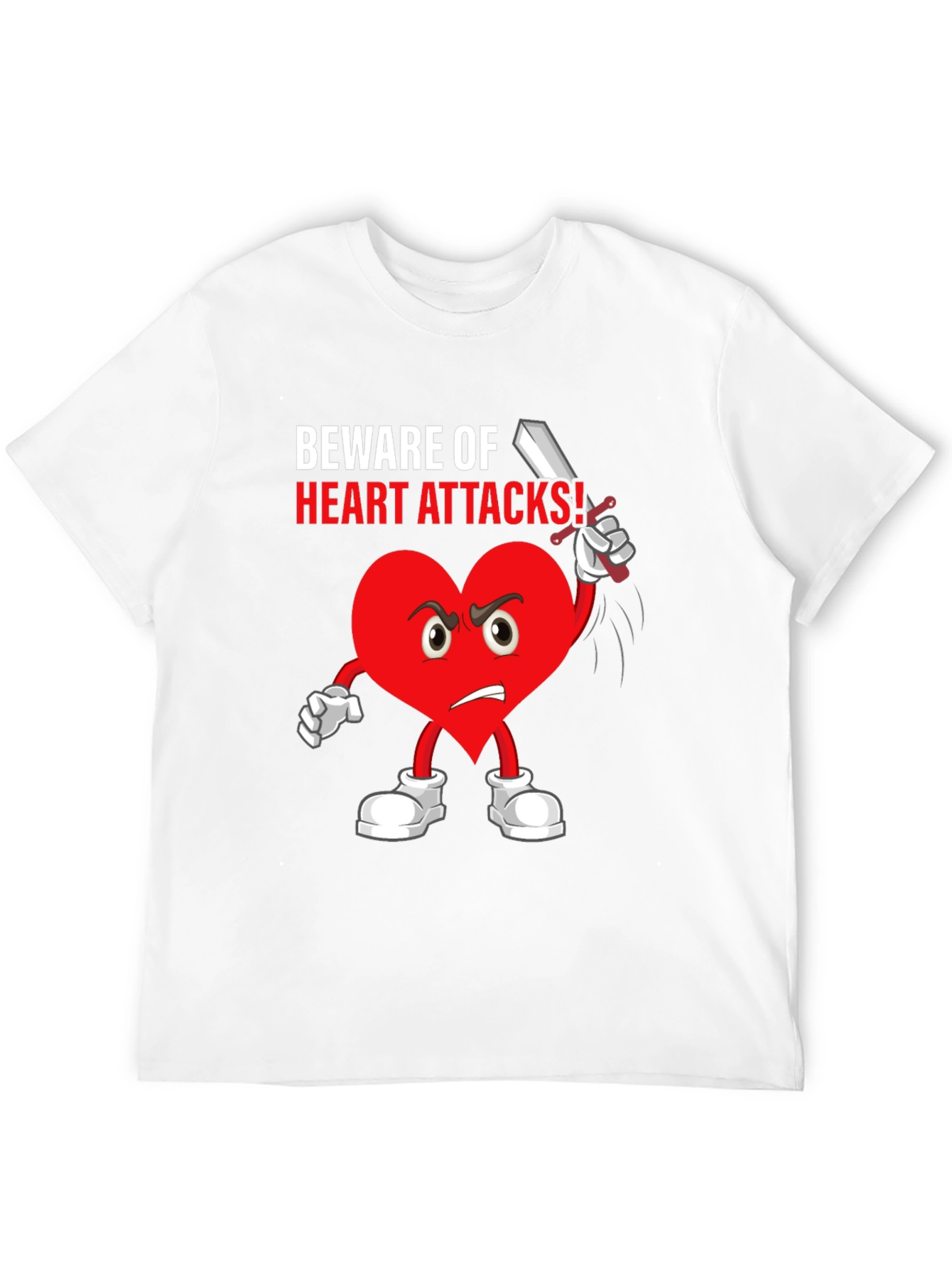 Beware Heart Attacks T-Shirt Funny Cartoon Heart