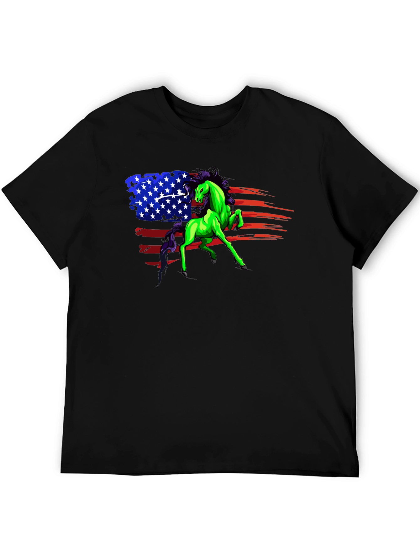 Patriotic Horse Graphic Tee - Unisex Black Shirt