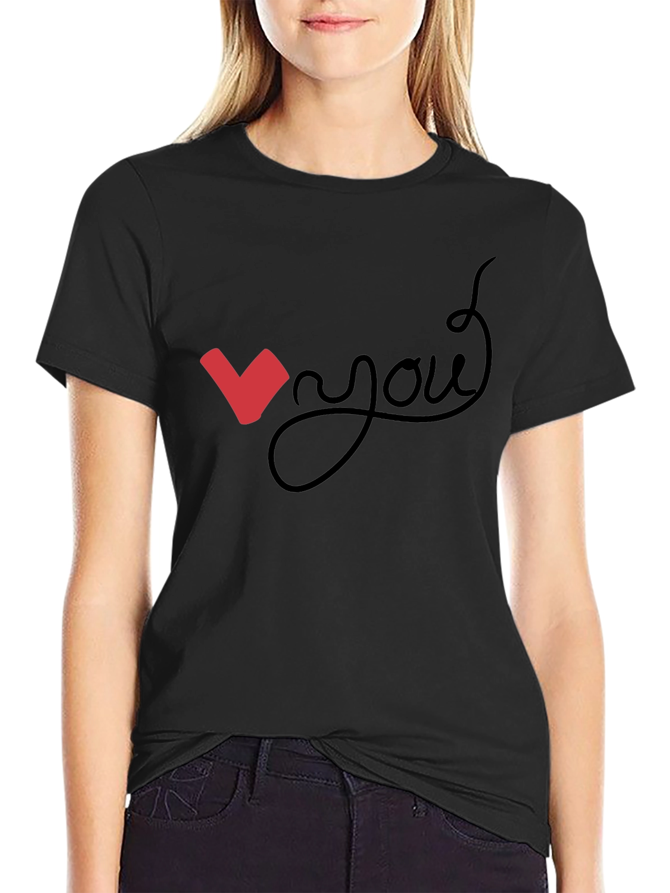 Love You Graphic Tee - Black Cotton Casual Shirt