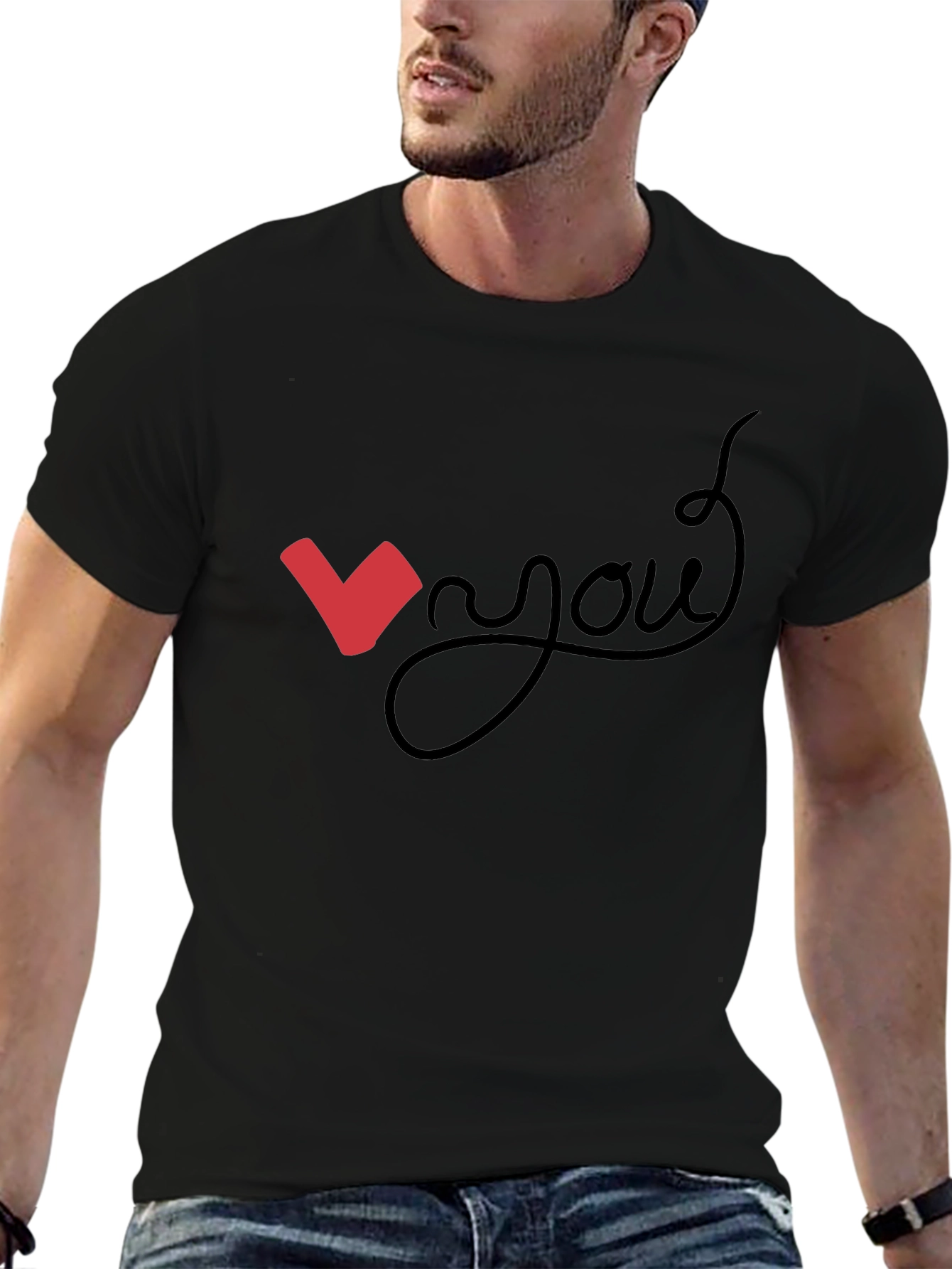 Love You Graphic Tee - Black Cotton Casual Shirt