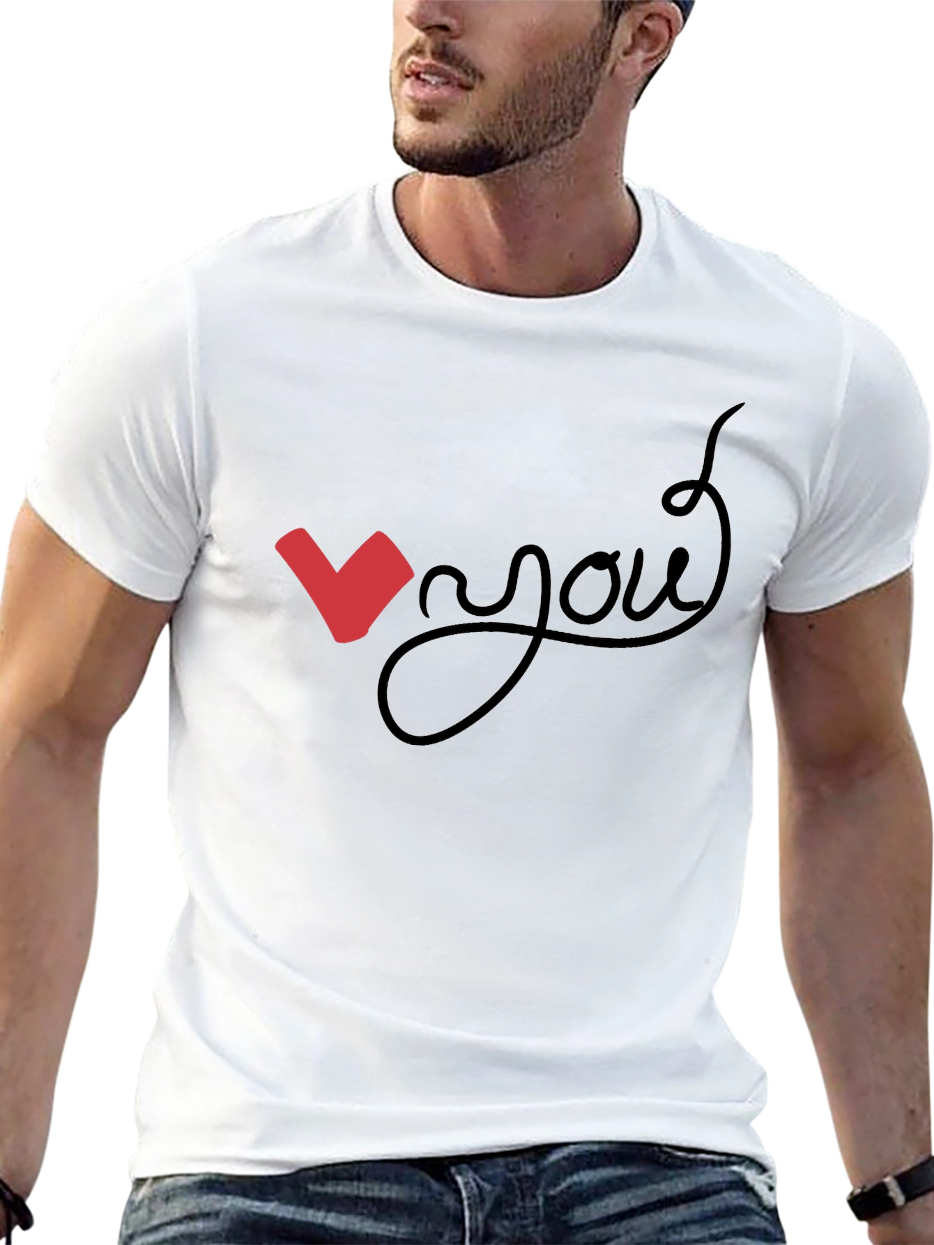 Love You Graphic Tee - Black Cotton Casual Shirt