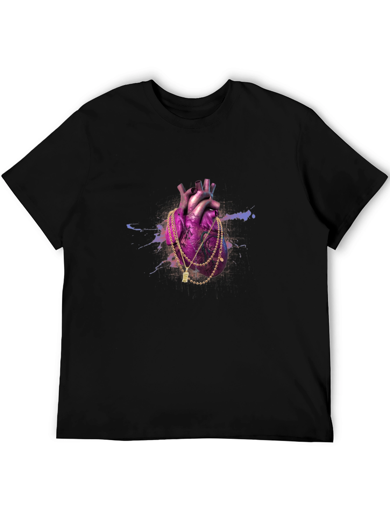 Heart & Gold Chain Black T-Shirt