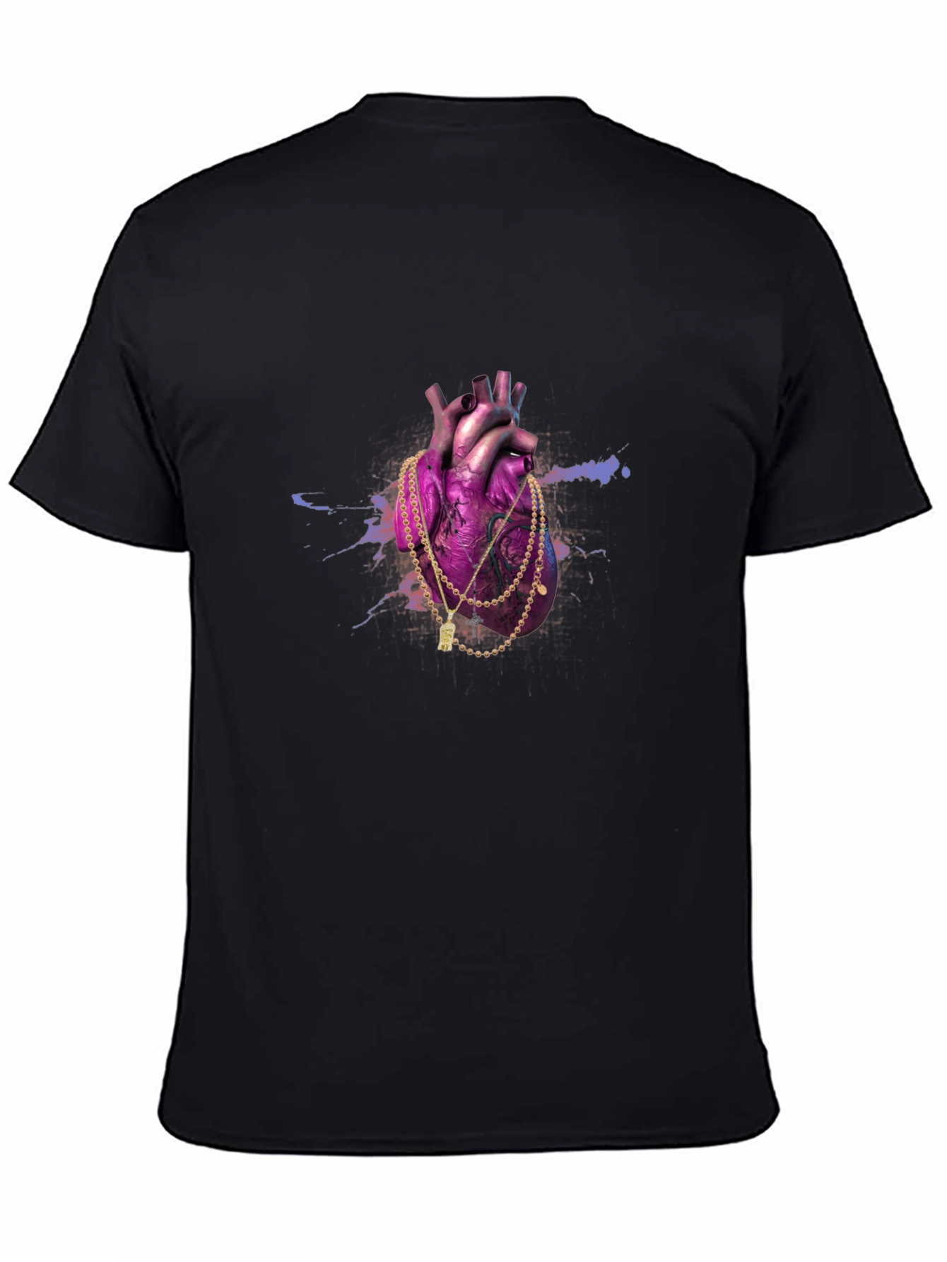Heart & Gold Chain Black T-Shirt