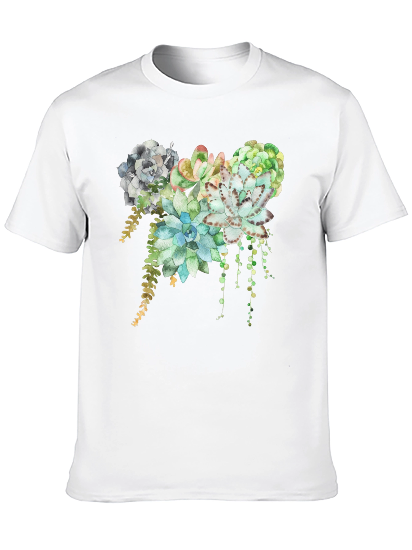 Succulent Print T-Shirt - Stylish Botanical Design