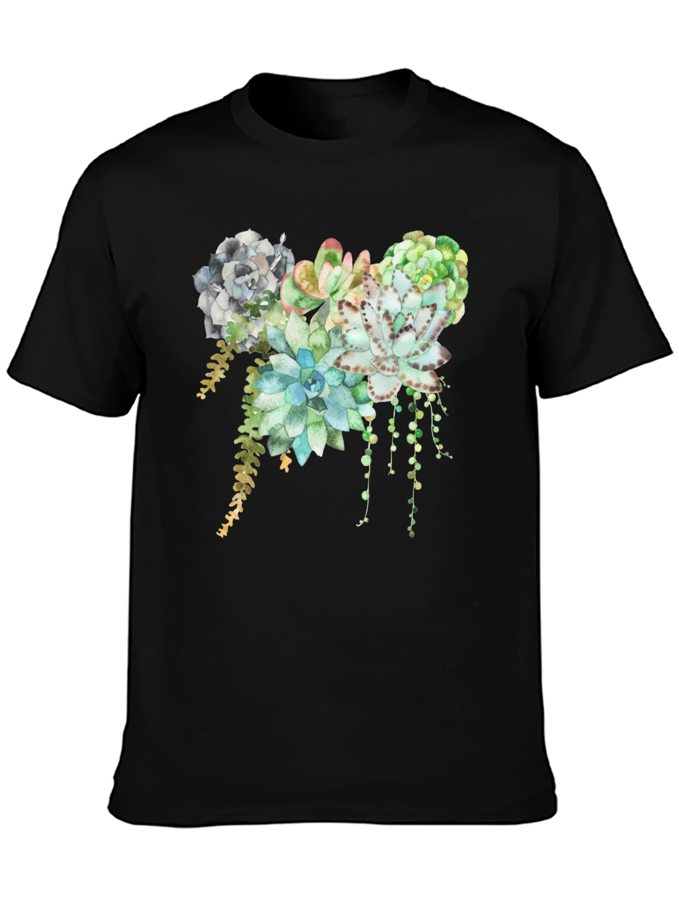 Succulent Print T-Shirt - Stylish Botanical Design