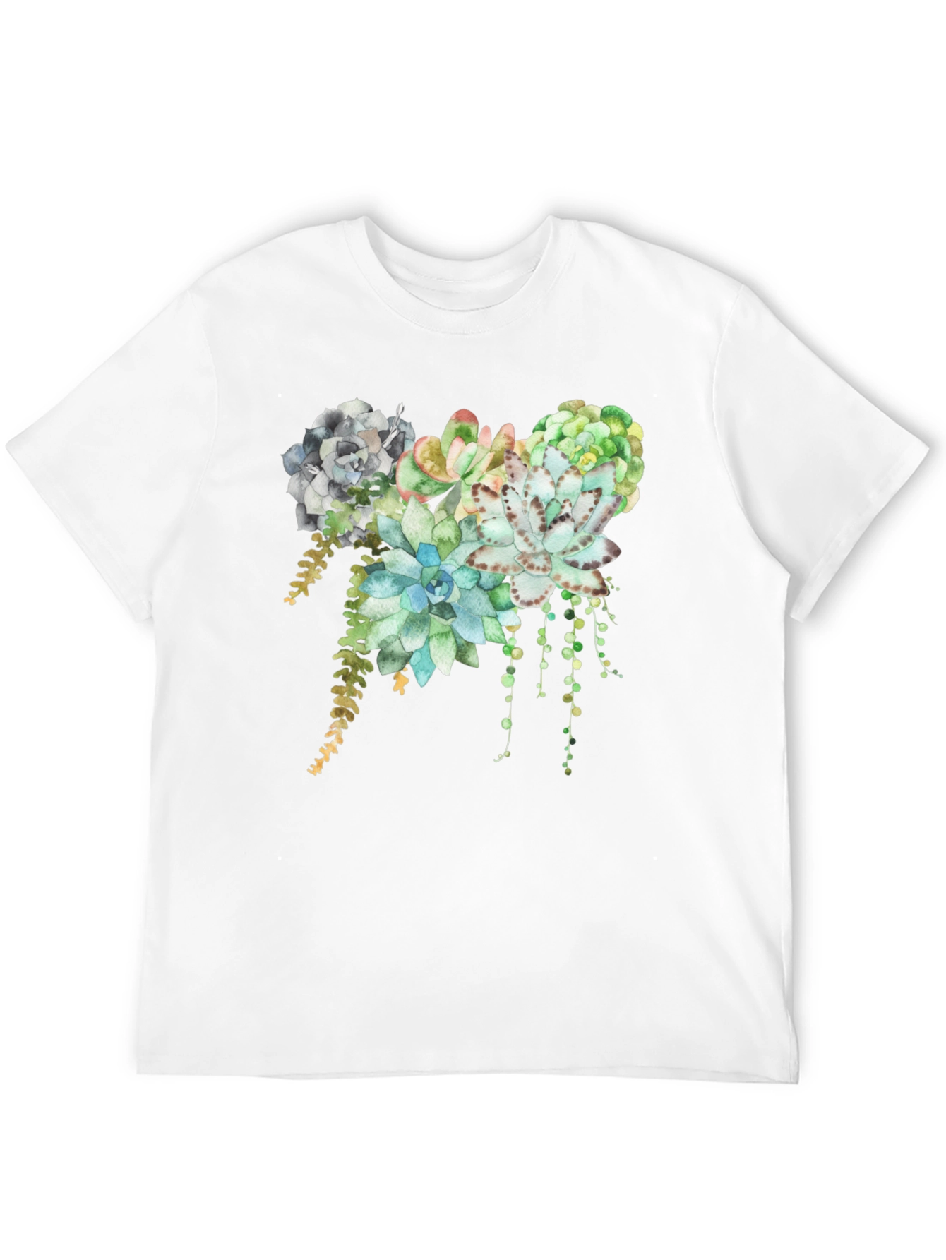 Succulent Print T-Shirt - Stylish Botanical Design