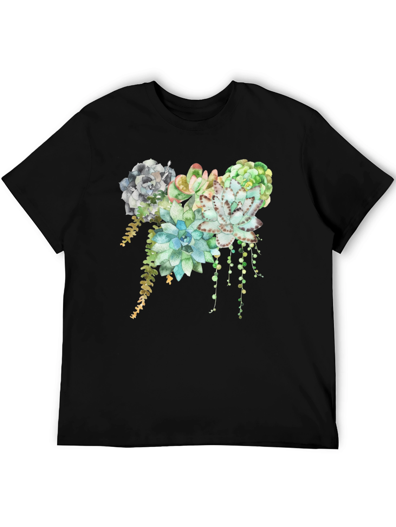 Succulent Print T-Shirt - Stylish Botanical Design