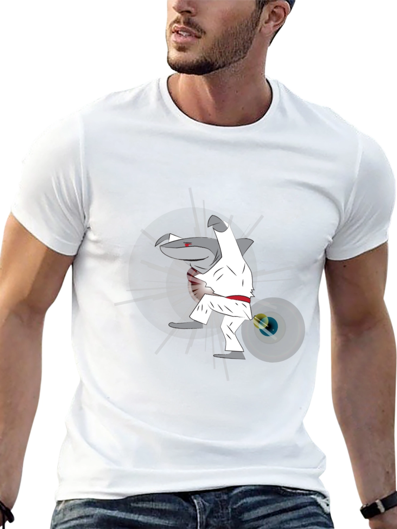 Martial Arts Shark Graphic Tee - Black