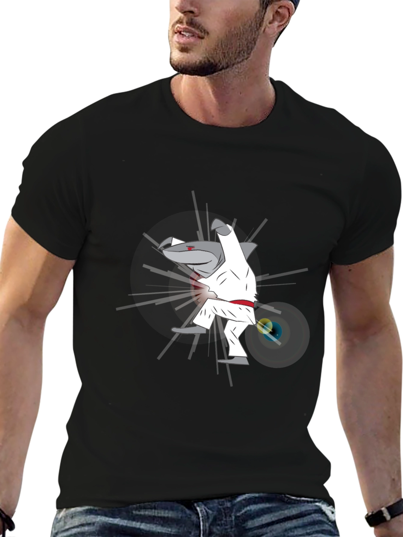 Martial Arts Shark Graphic Tee - Black