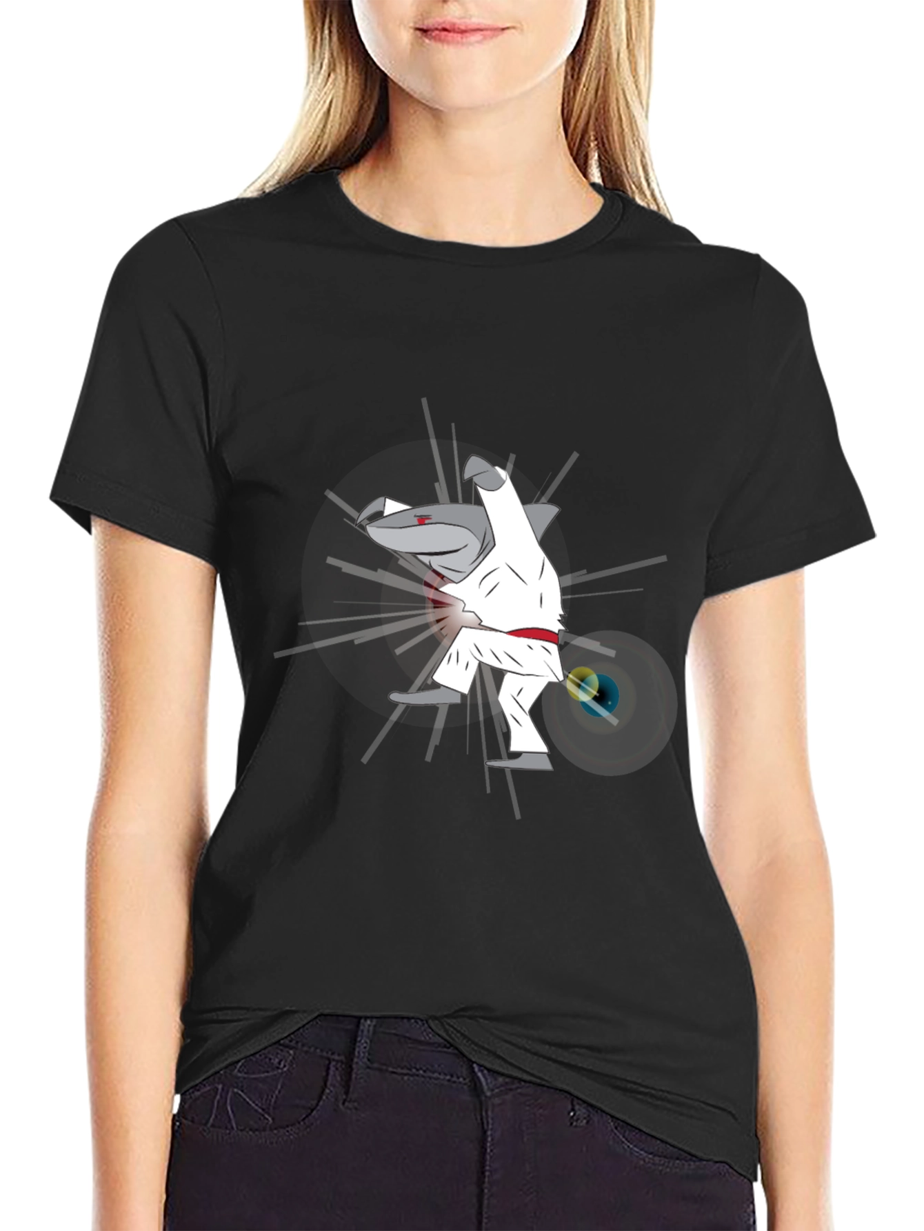 Martial Arts Shark Graphic Tee - Black