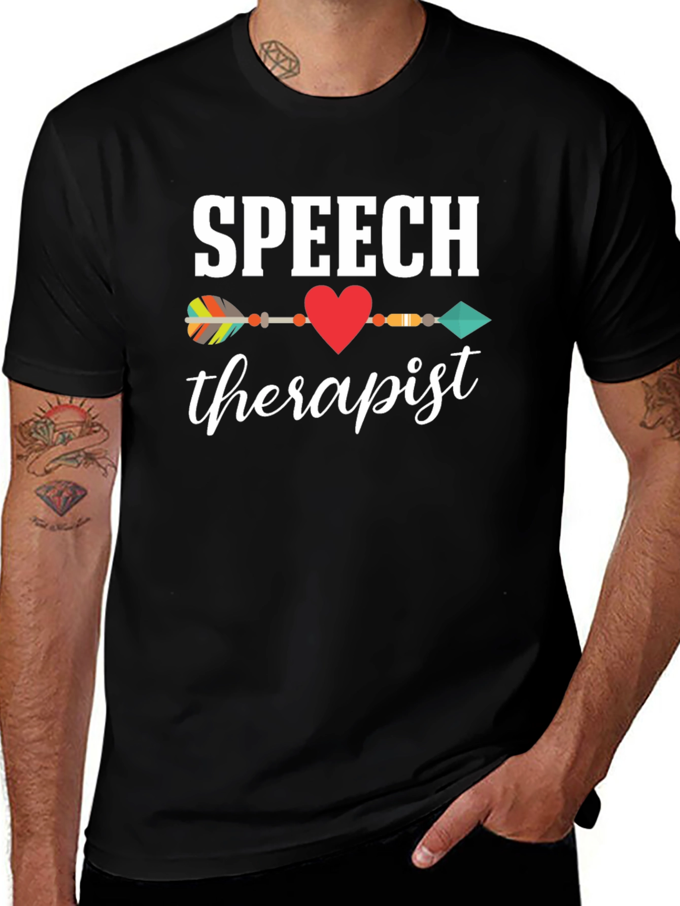 Speech Therapist T-Shirt Arrow Heart Design