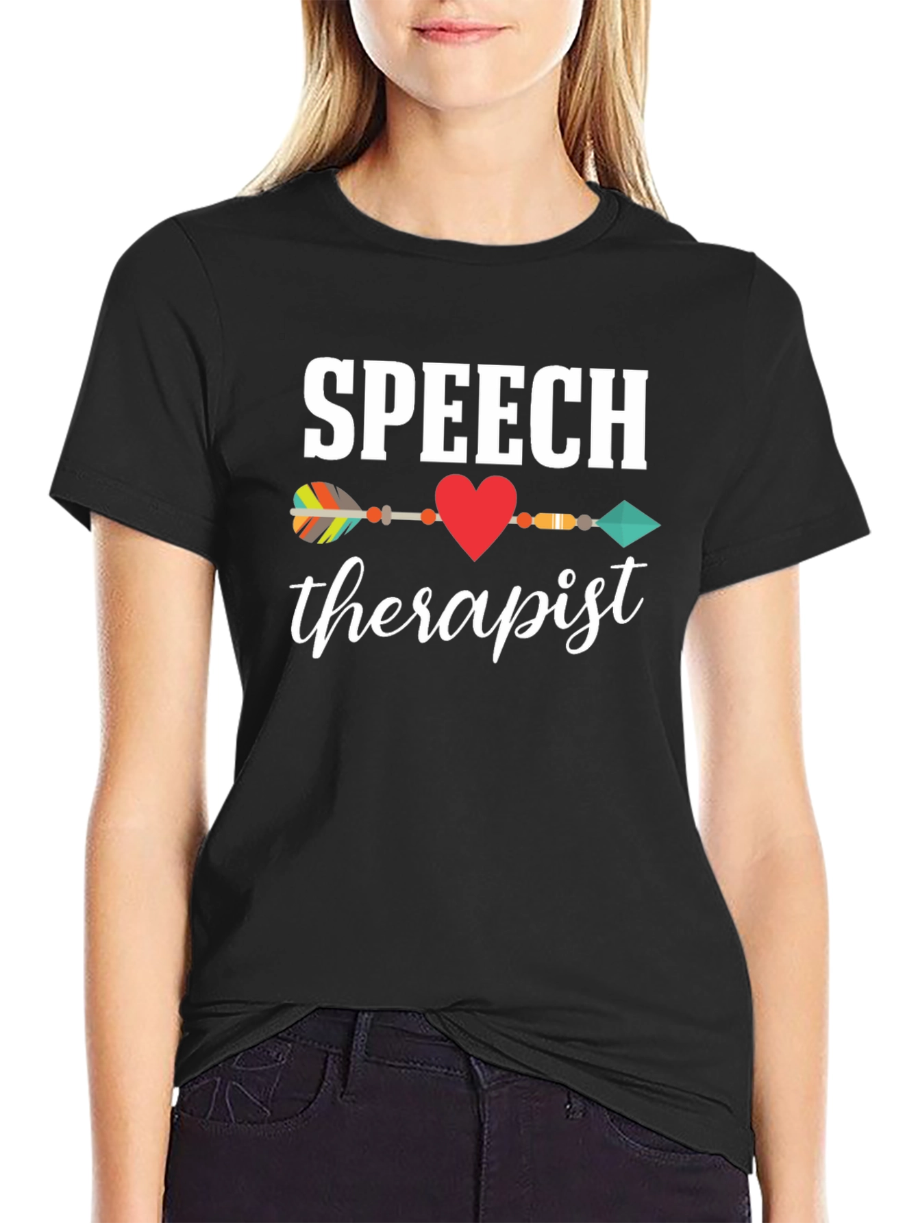 Speech Therapist T-Shirt Arrow Heart Design
