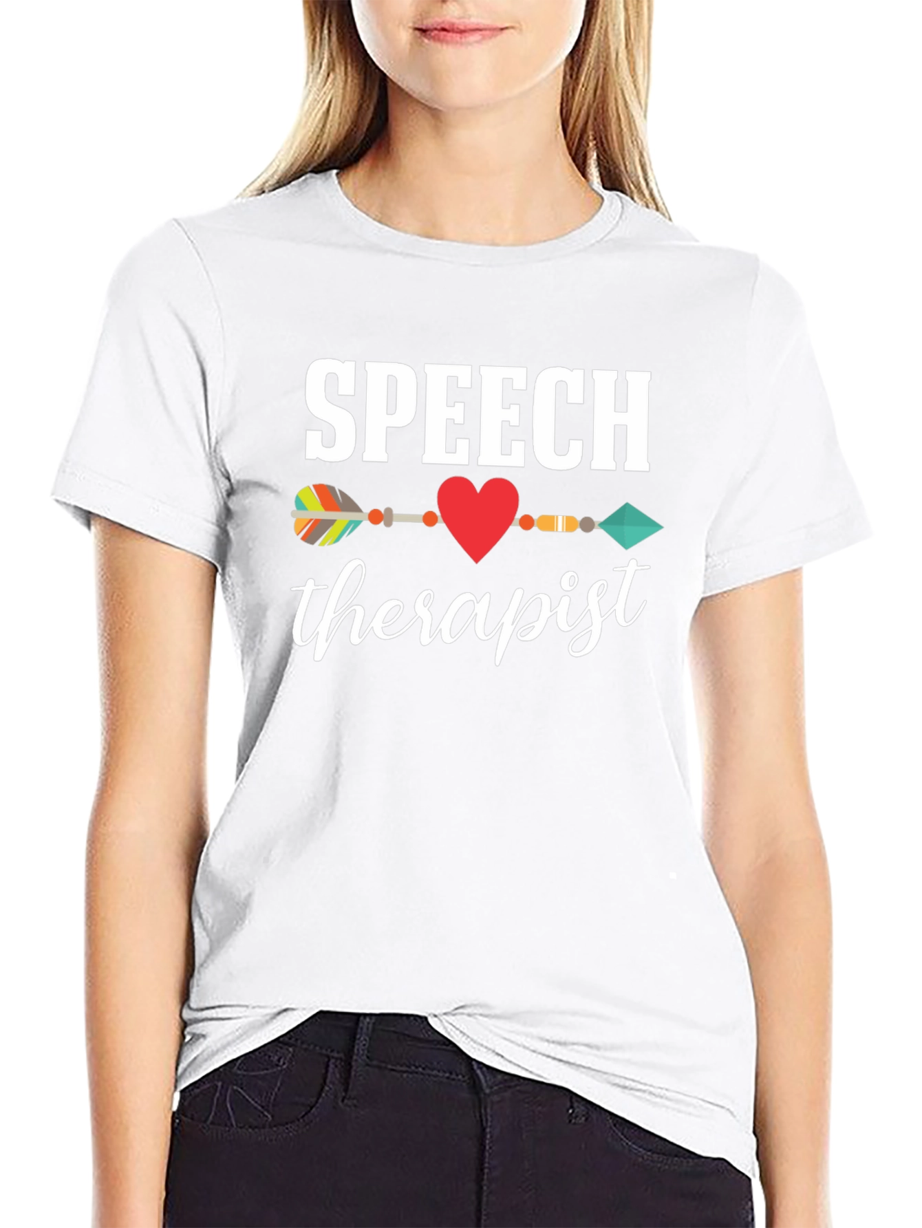 Speech Therapist T-Shirt Arrow Heart Design