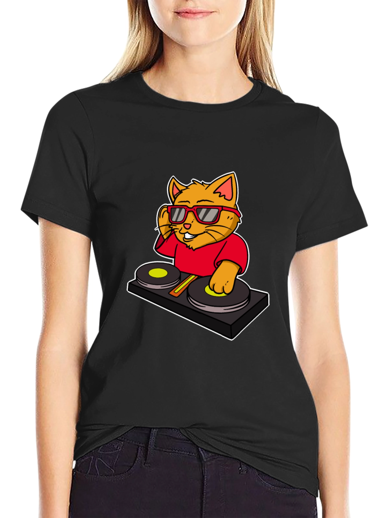 DJ Cat Graphic T-Shirt - Cool Music Lover Tee