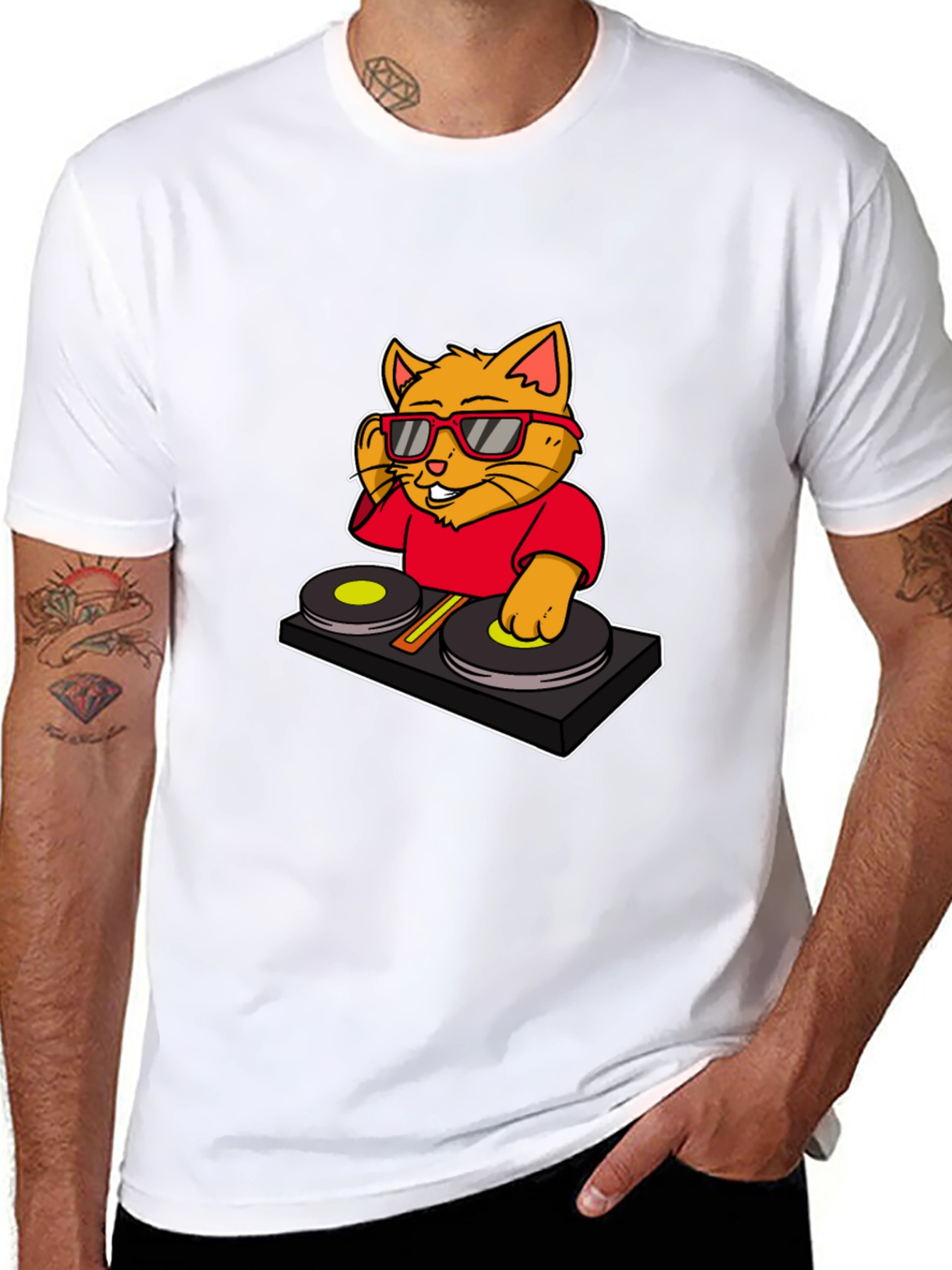DJ Cat Graphic T-Shirt - Cool Music Lover Tee