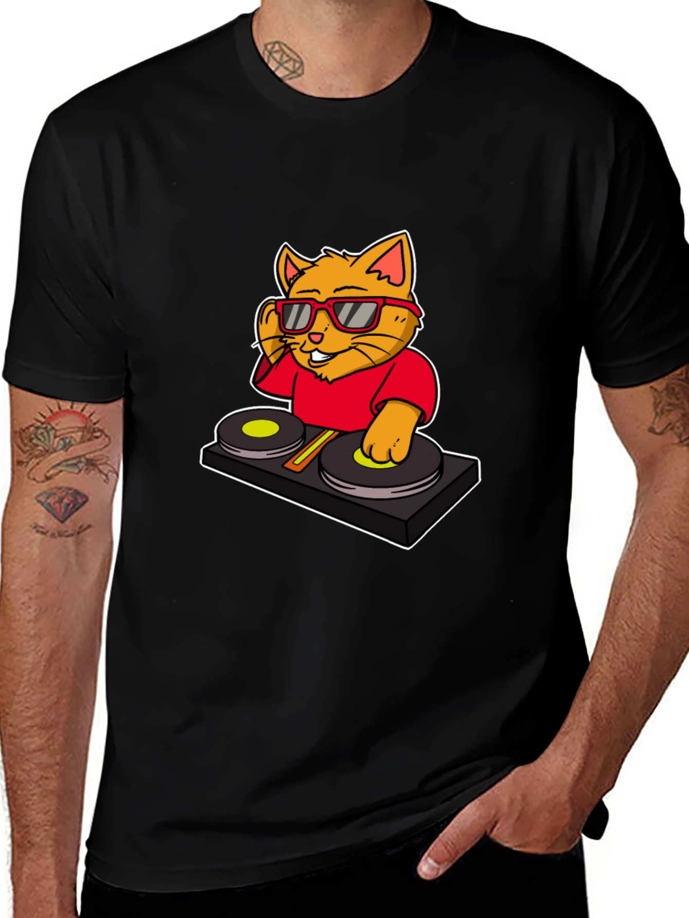 DJ Cat Graphic T-Shirt - Cool Music Lover Tee
