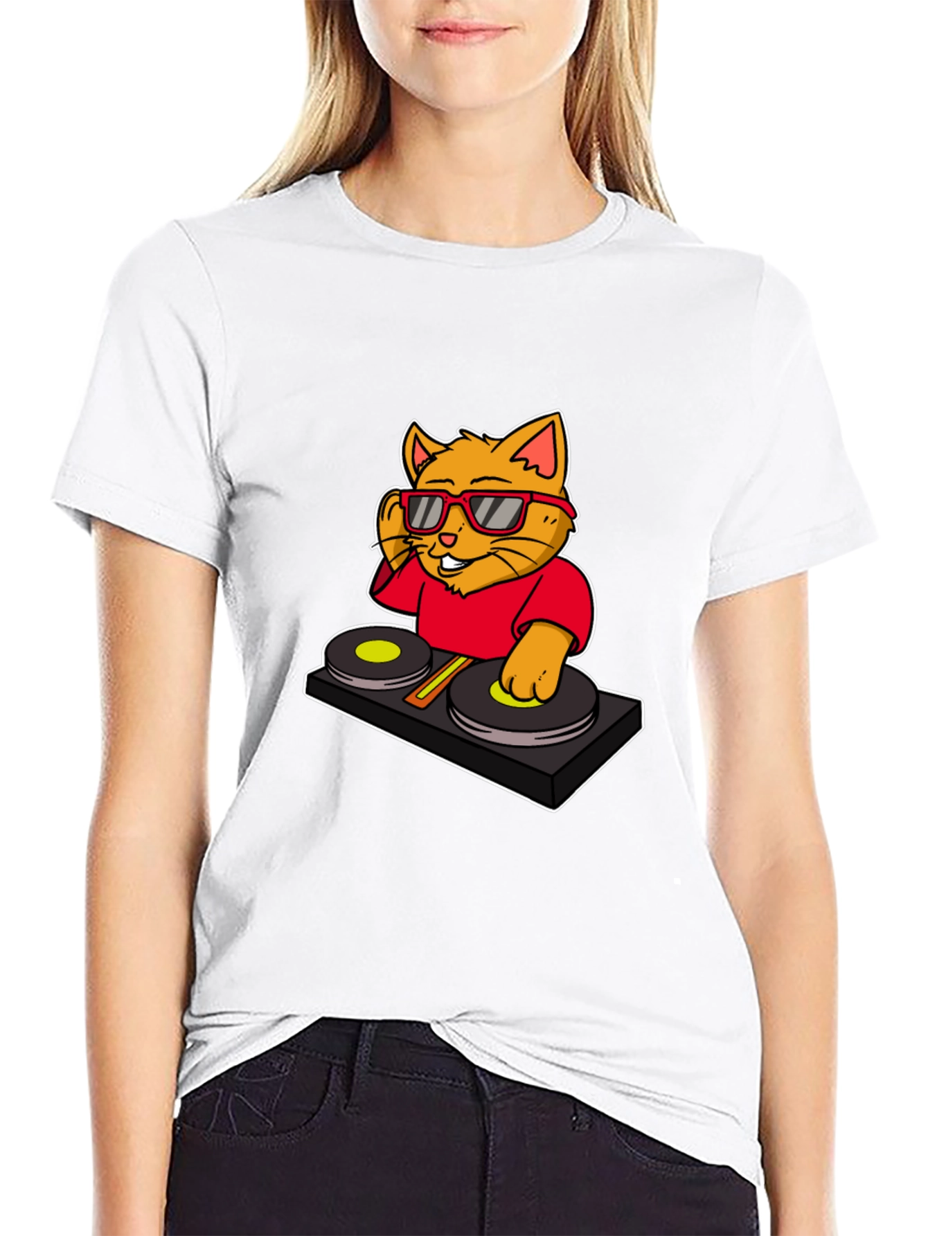 DJ Cat Graphic T-Shirt - Cool Music Lover Tee