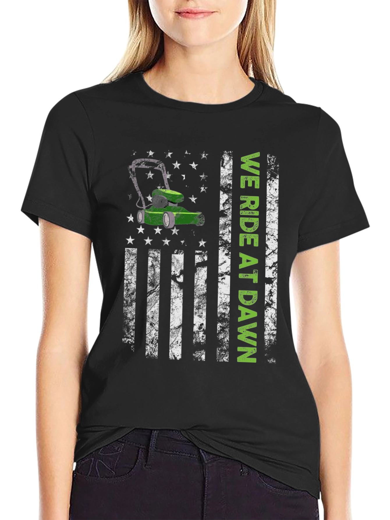 We Ride at Dawn Lawn Mower Graphic Tee