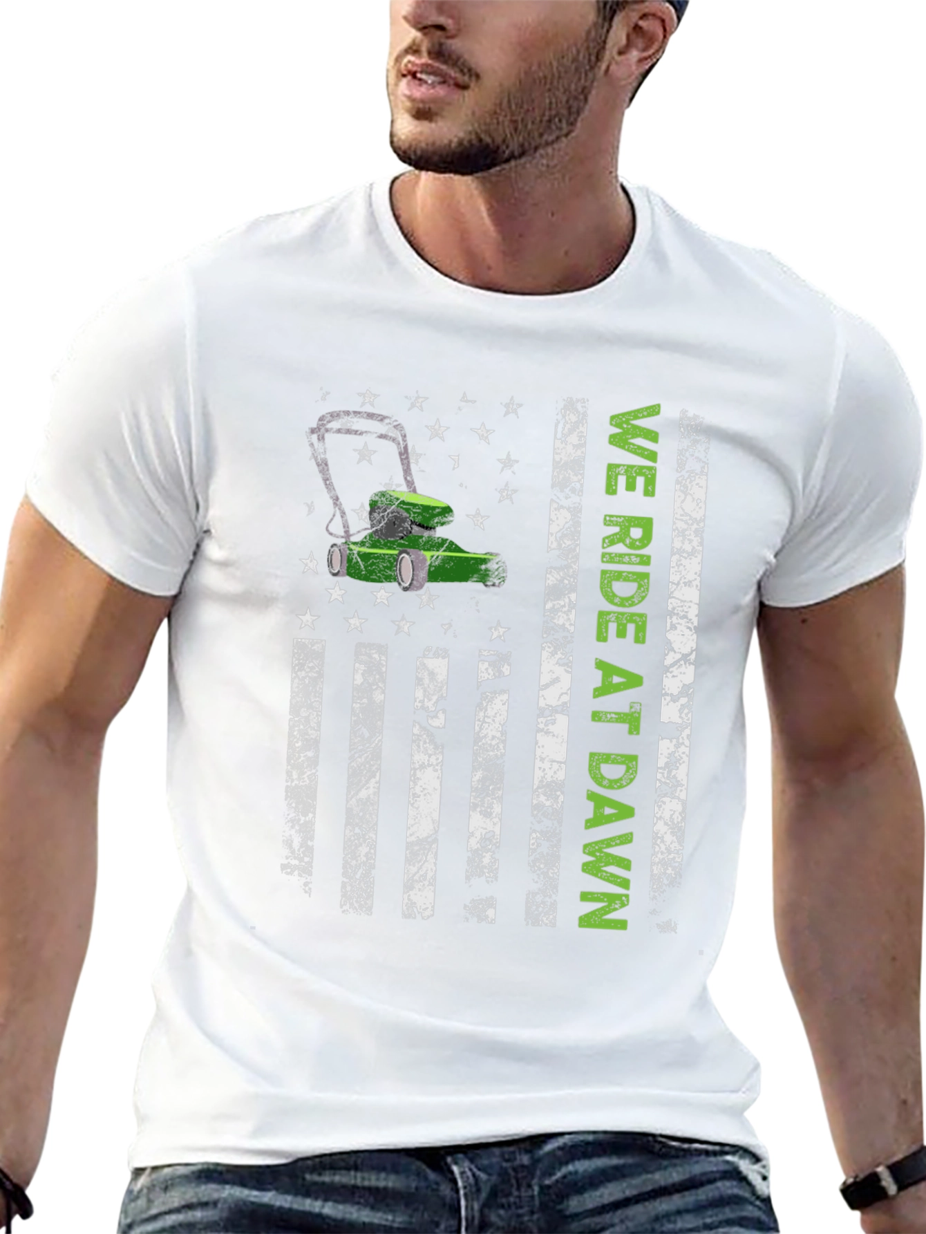 We Ride at Dawn Lawn Mower Graphic Tee