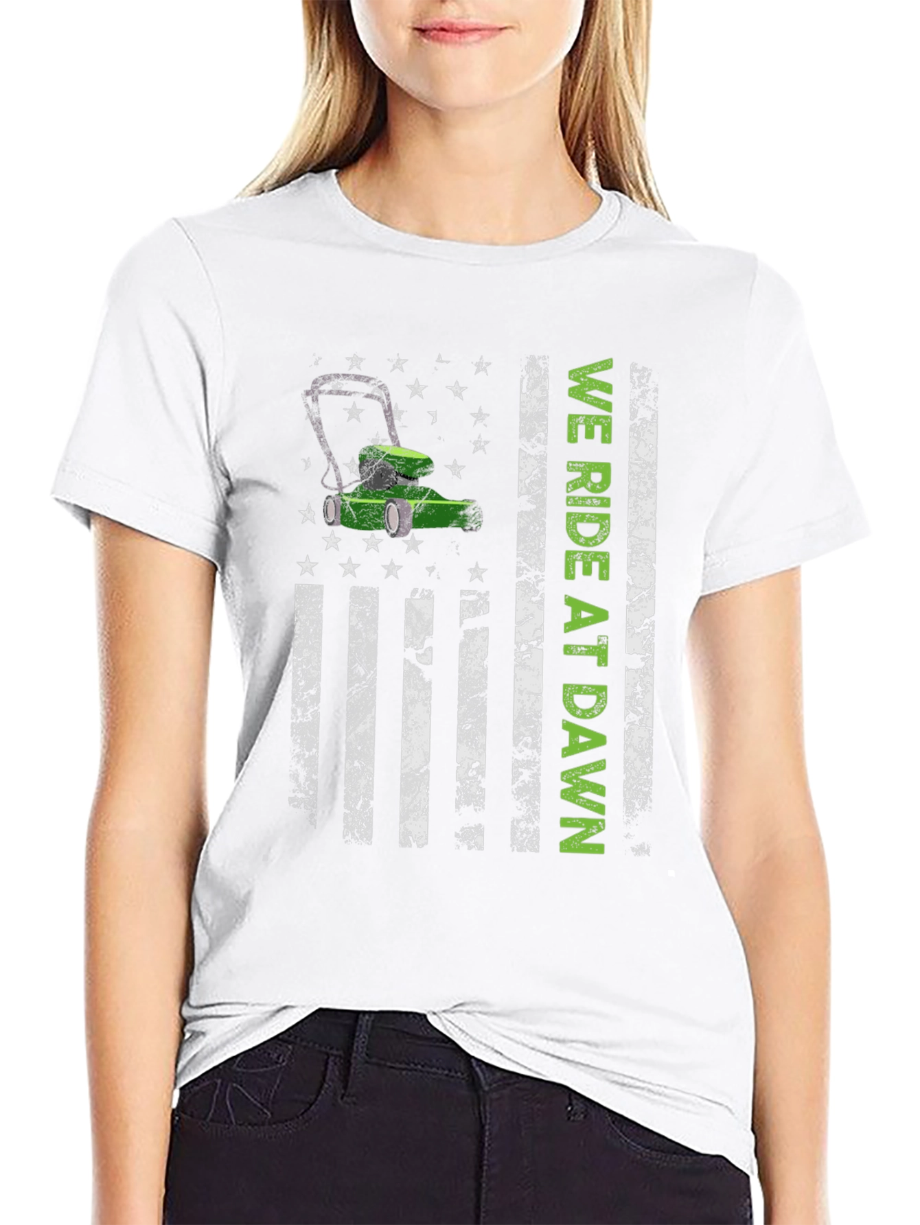 We Ride at Dawn Lawn Mower Graphic Tee