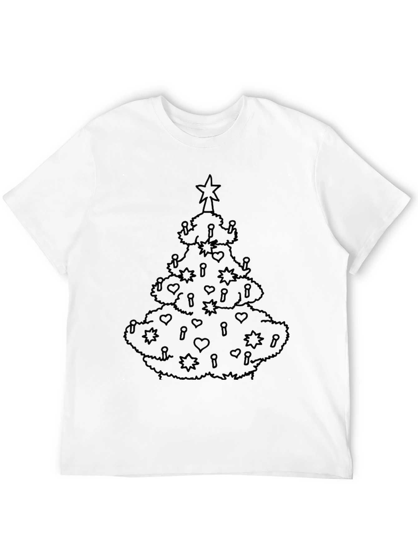 Festive Christmas Tree Graphic Tee - Black