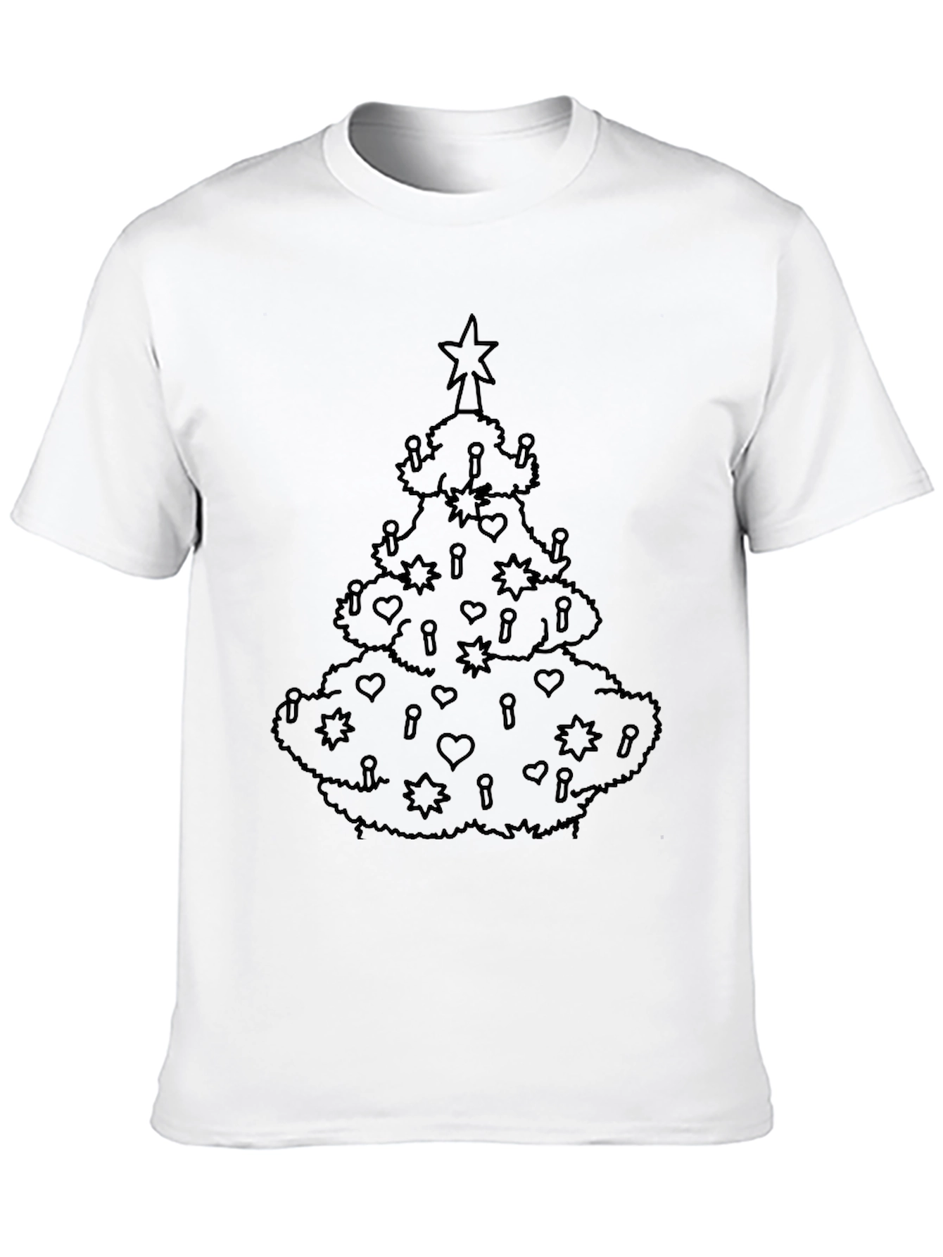Festive Christmas Tree Graphic Tee - Black