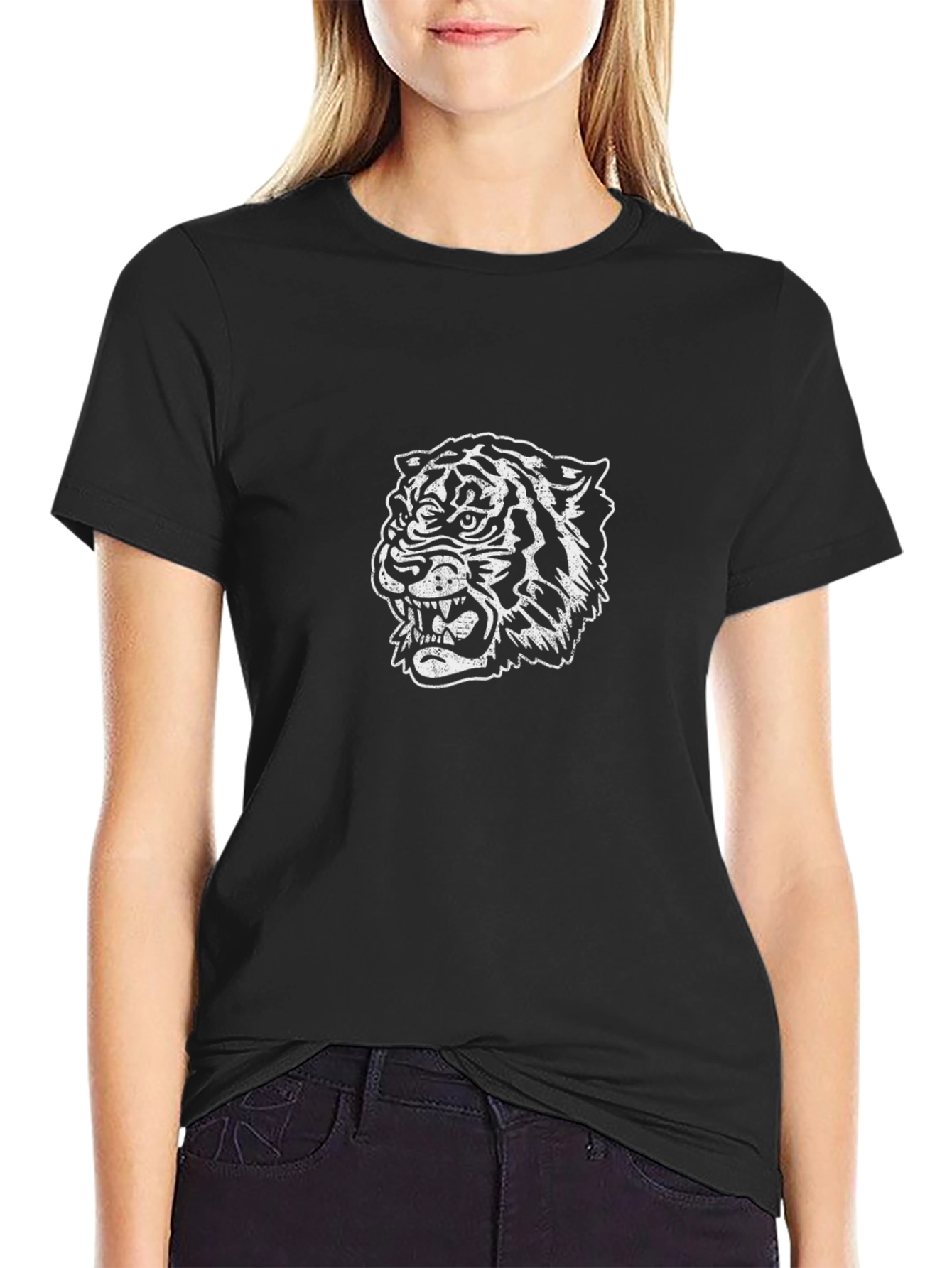 Tiger Graphic Tee - Mens Black Cotton T-Shirt