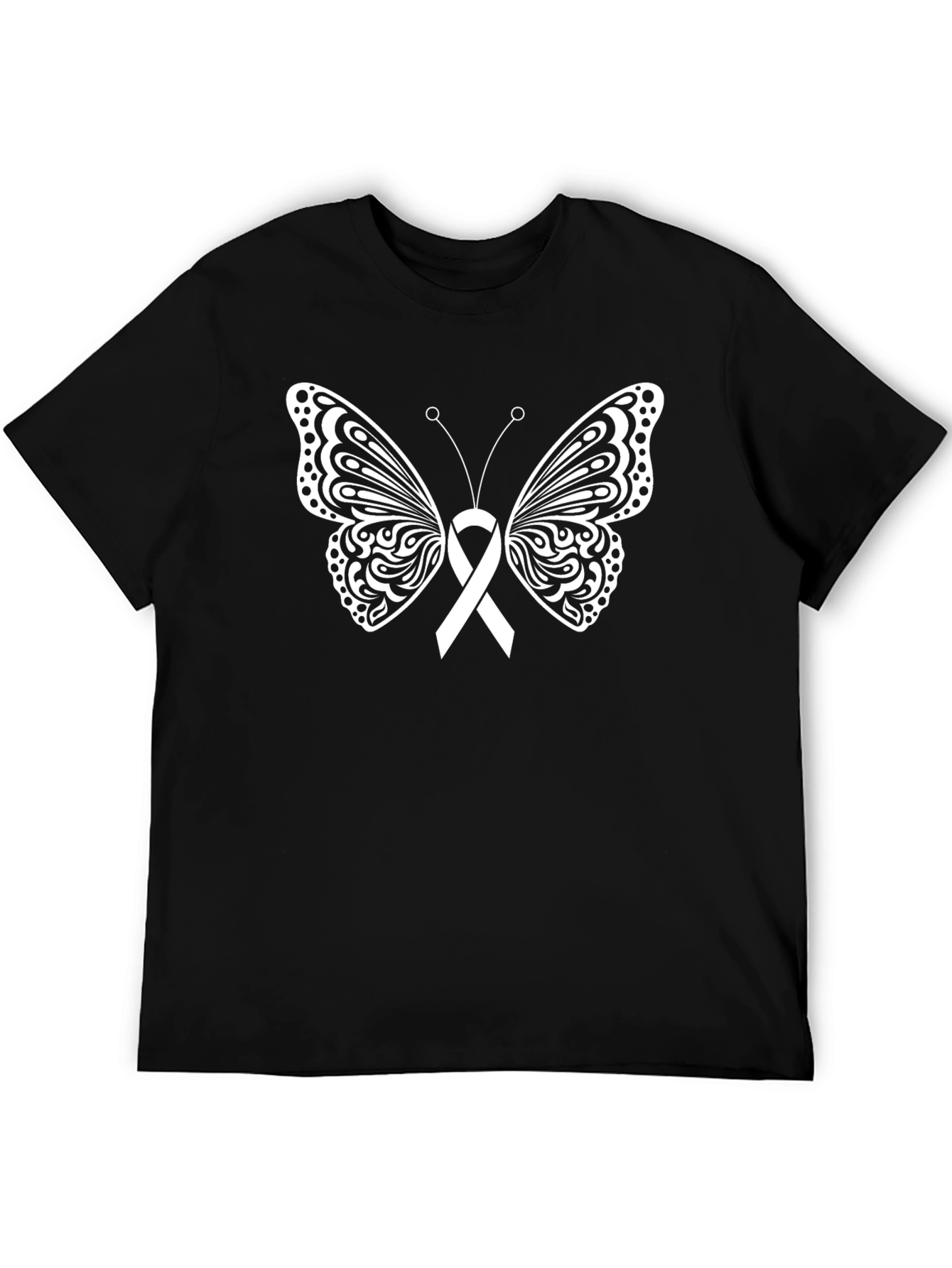 Butterfly Ribbon Graphic T-Shirt - Black