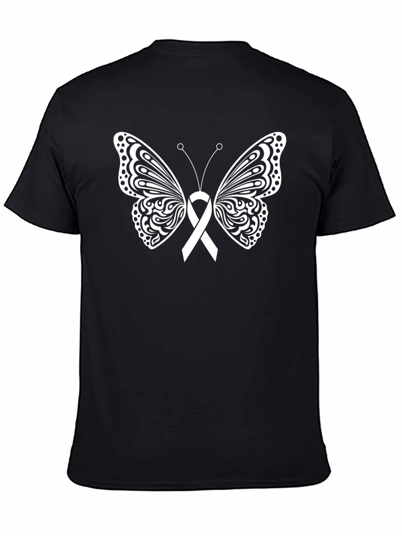 Butterfly Ribbon Graphic T-Shirt - Black
