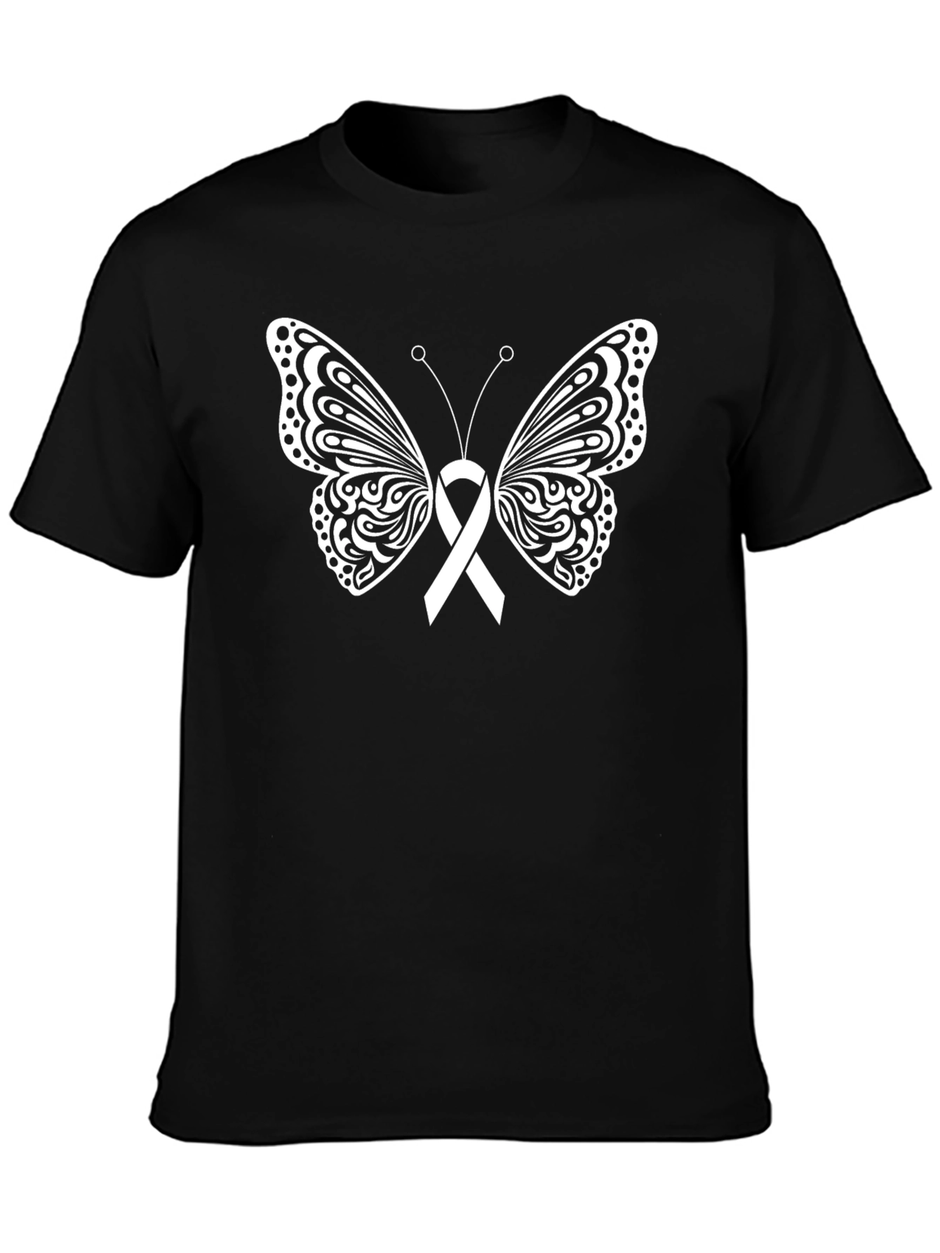 Butterfly Ribbon Graphic T-Shirt - Black
