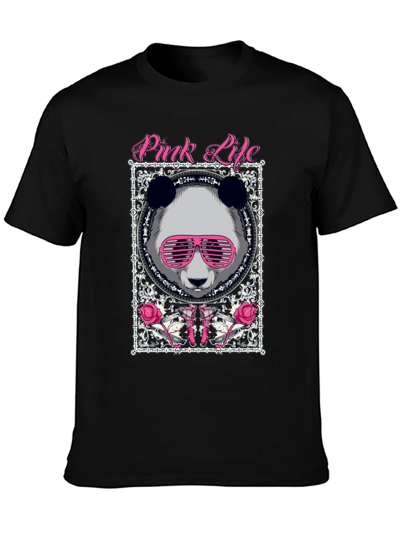 Pink Life Panda Graphic T-Shirt