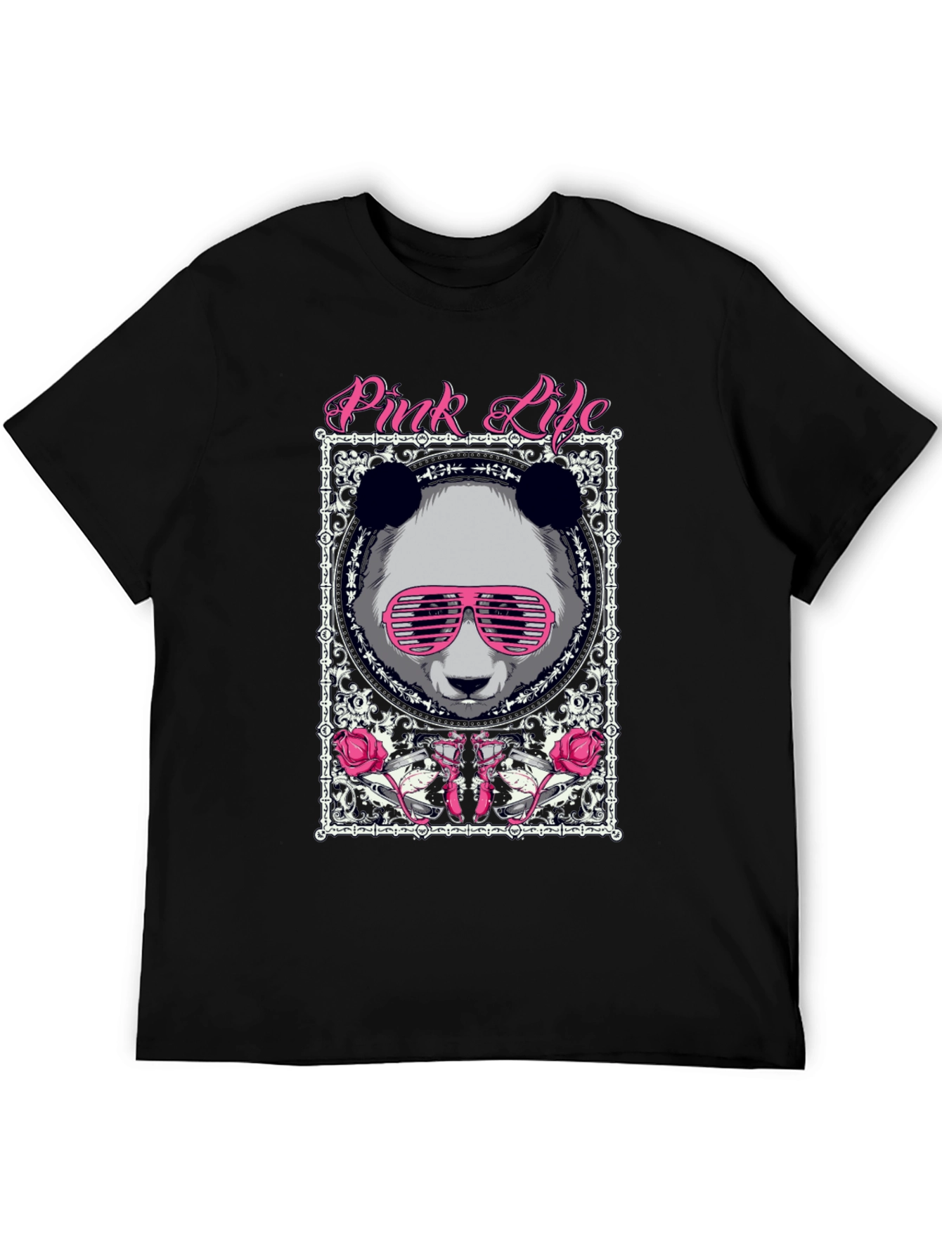 Pink Life Panda Graphic T-Shirt