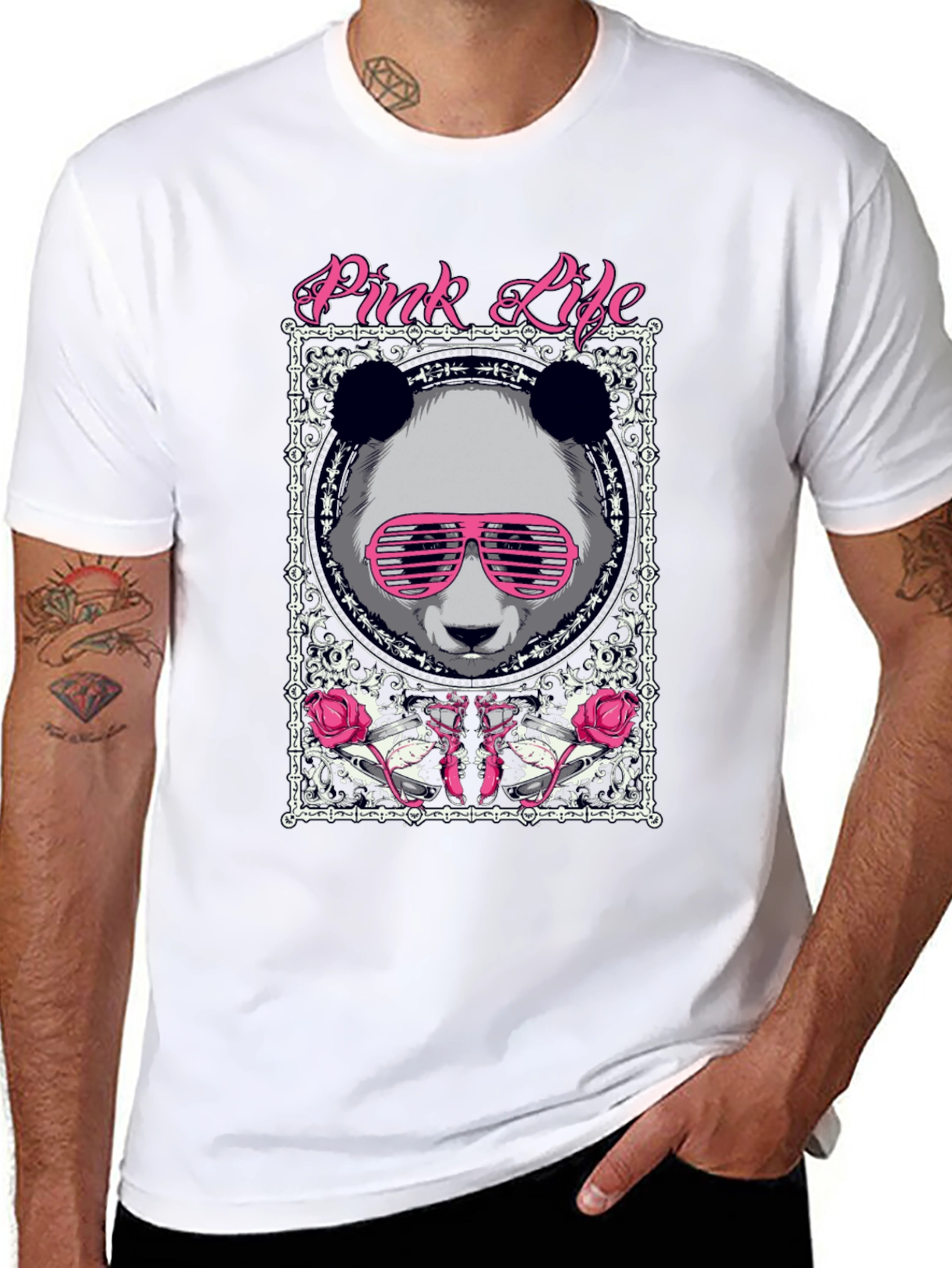 Pink Life Panda Graphic T-Shirt