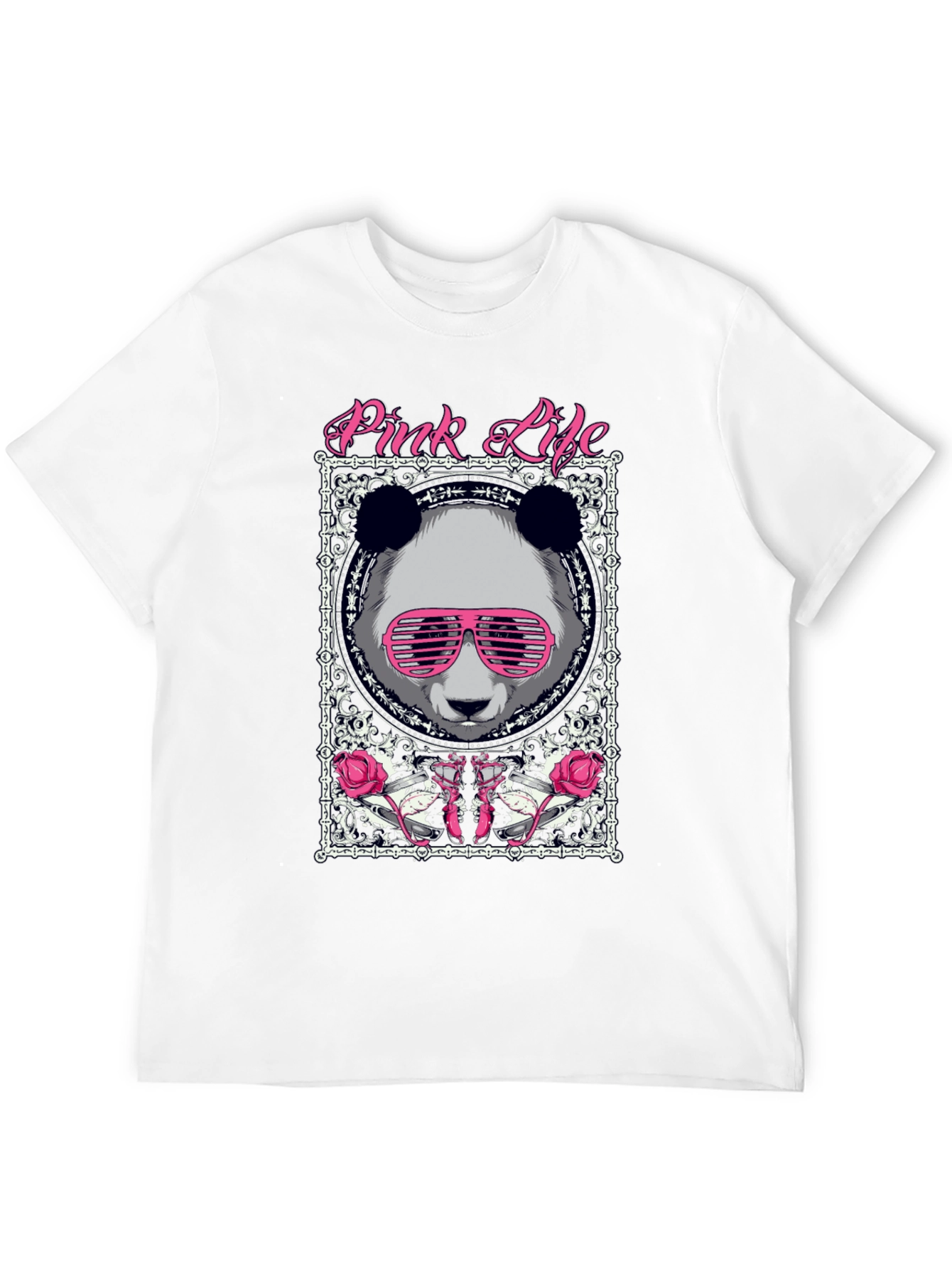 Pink Life Panda Graphic T-Shirt