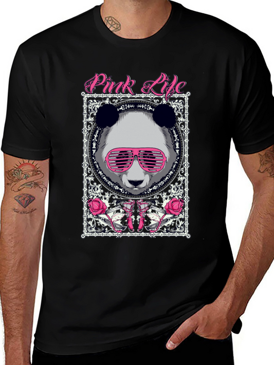 Pink Life Panda Graphic T-Shirt