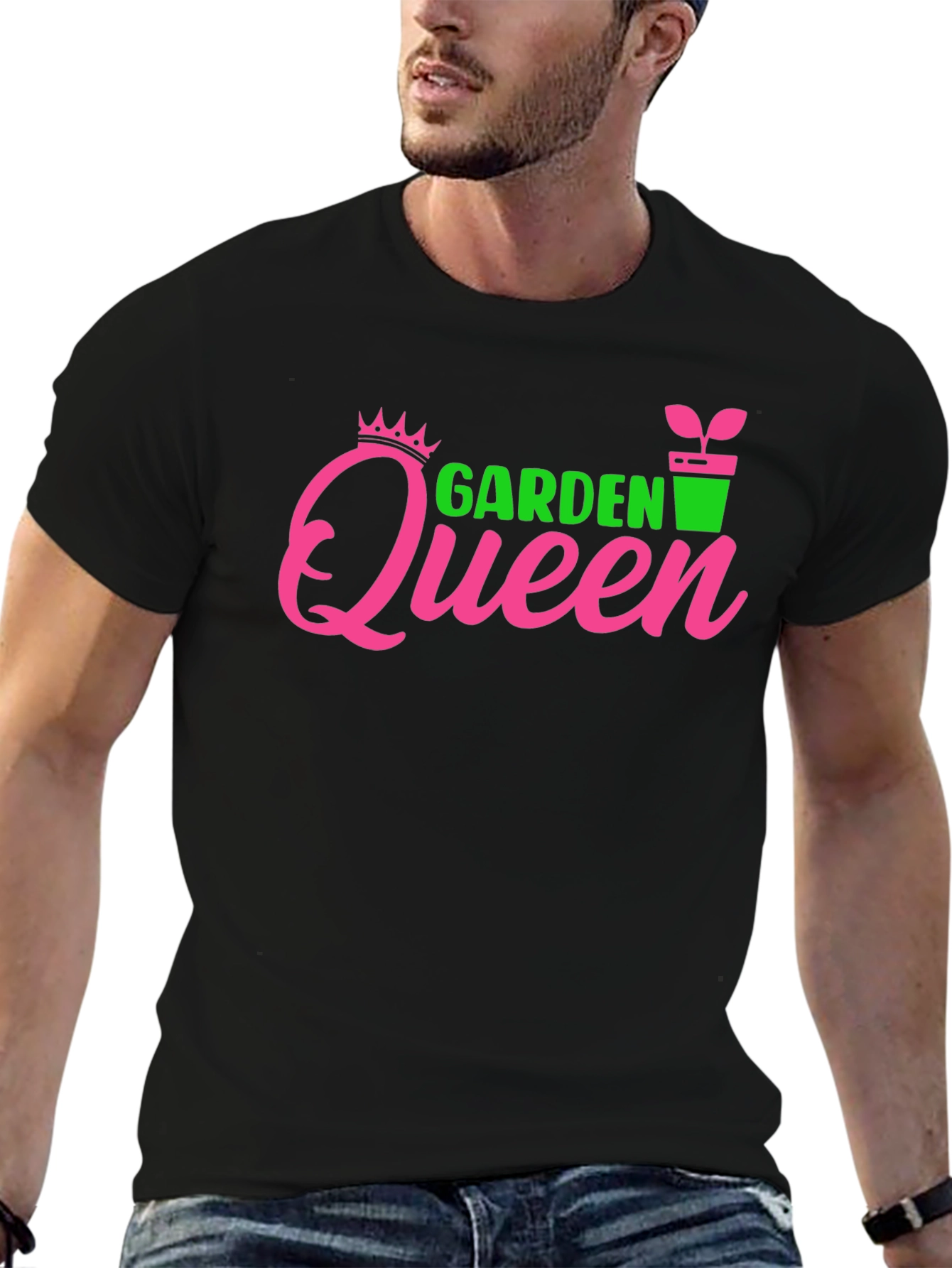 Garden Queen Graphic Tee - Black Cotton T-Shirt