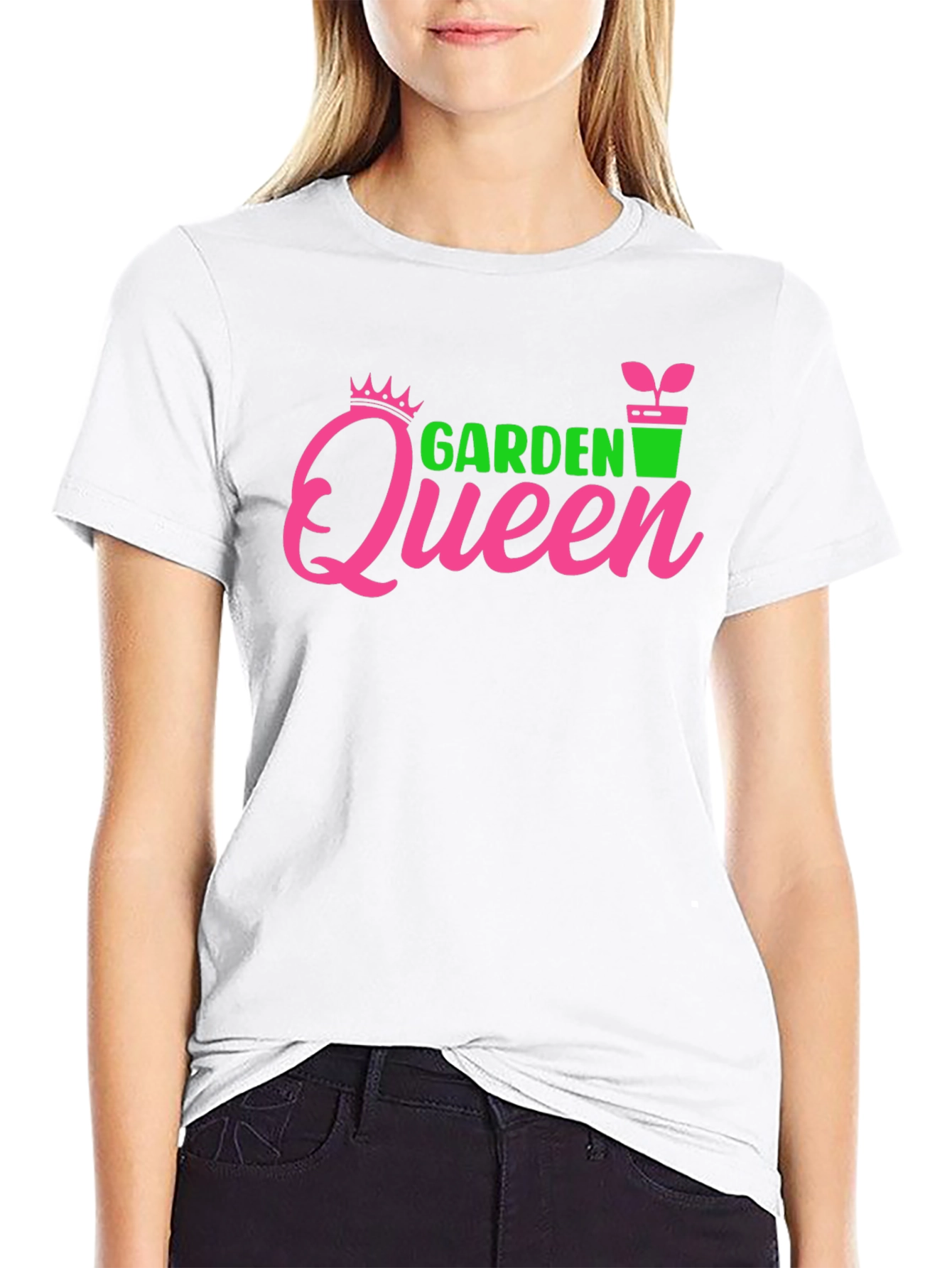 Garden Queen Graphic Tee - Black Cotton T-Shirt