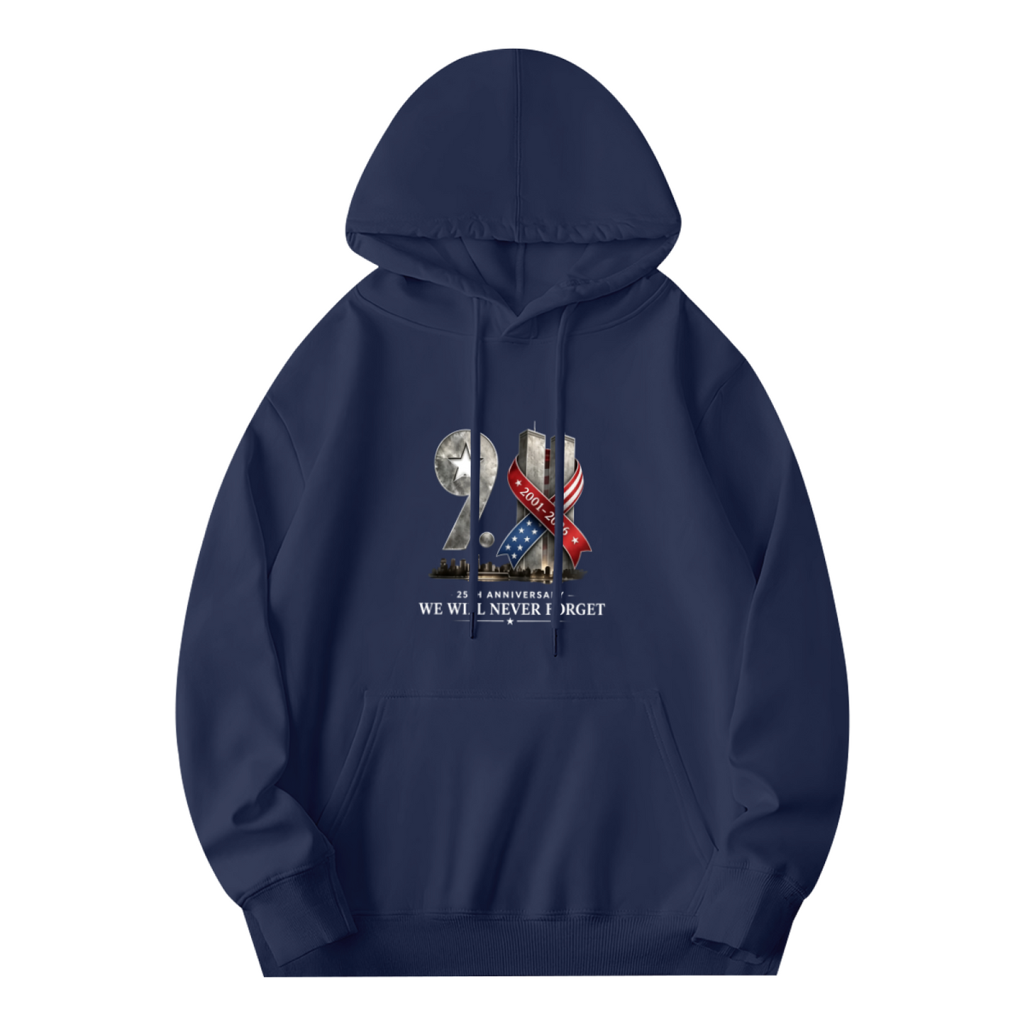 25th Anniversary Ribbon Art 9/11 Never Forget Memorial Hoodie